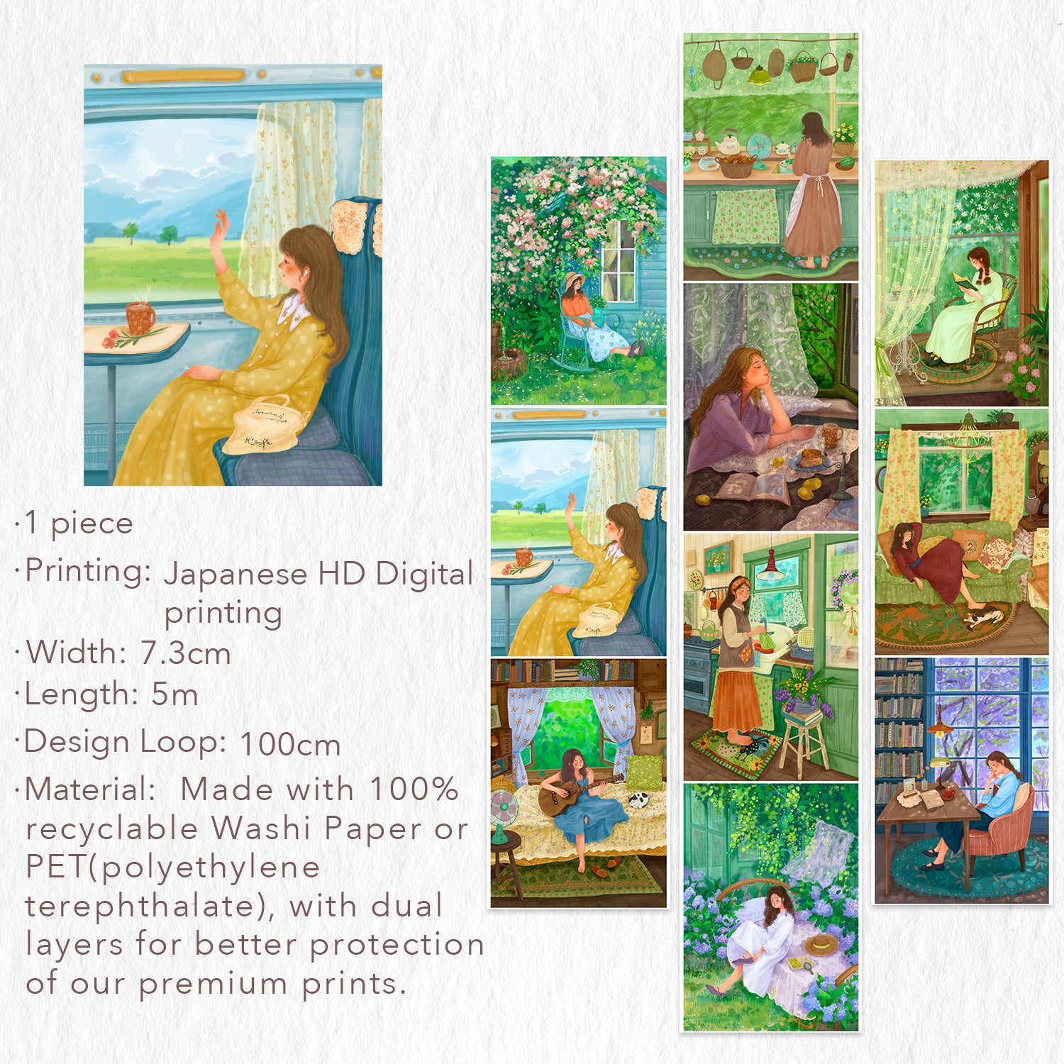 Garden Daydreams Wide Washi/PET Tape | The Washi Tape Shop. Beautiful Washi and Decorative Tape For Bullet Journals, Gift Wrapping, Planner Decoration and DIY Projects