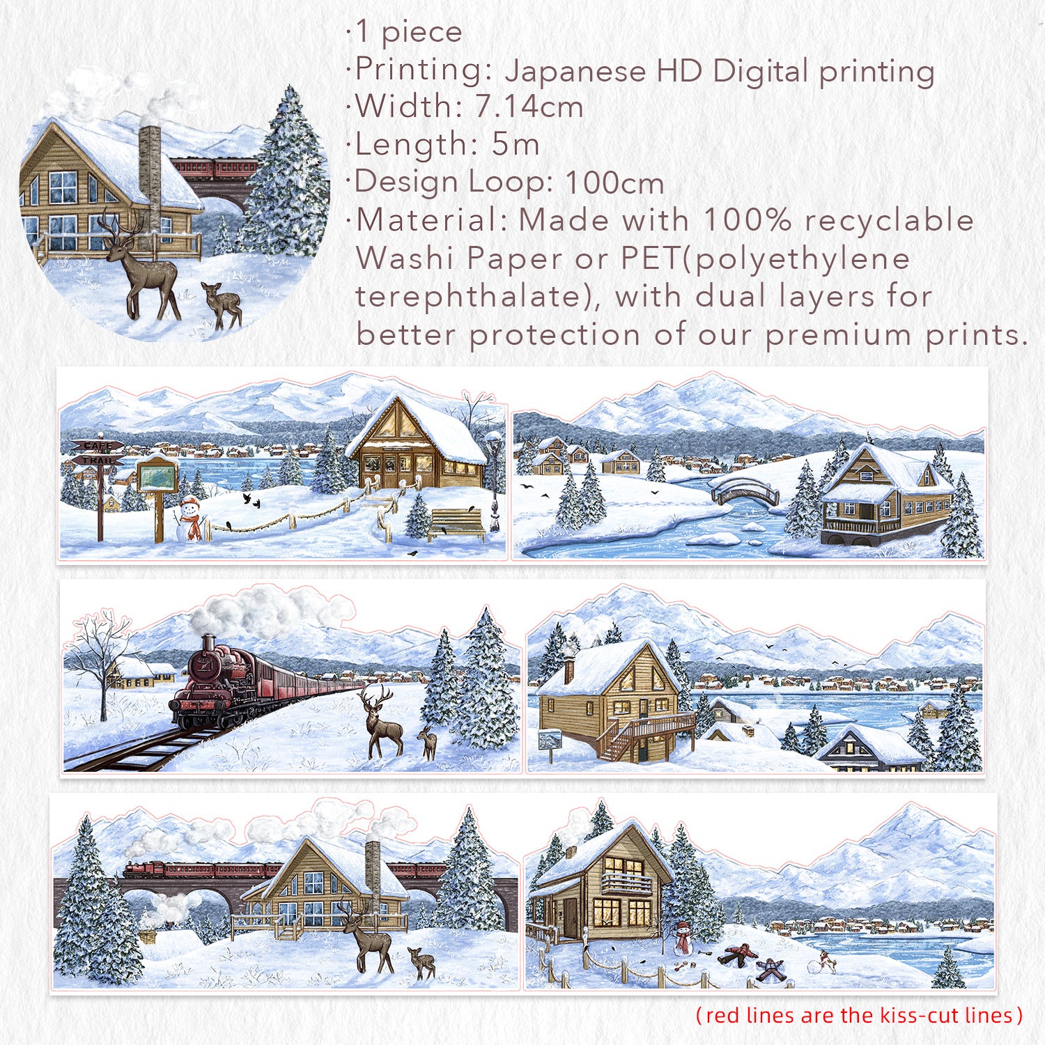 Pre-cut Frozen World Wide Washi/PET Tape