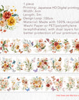 Pre-cut Floral Wave Wide Washi/PET Tape