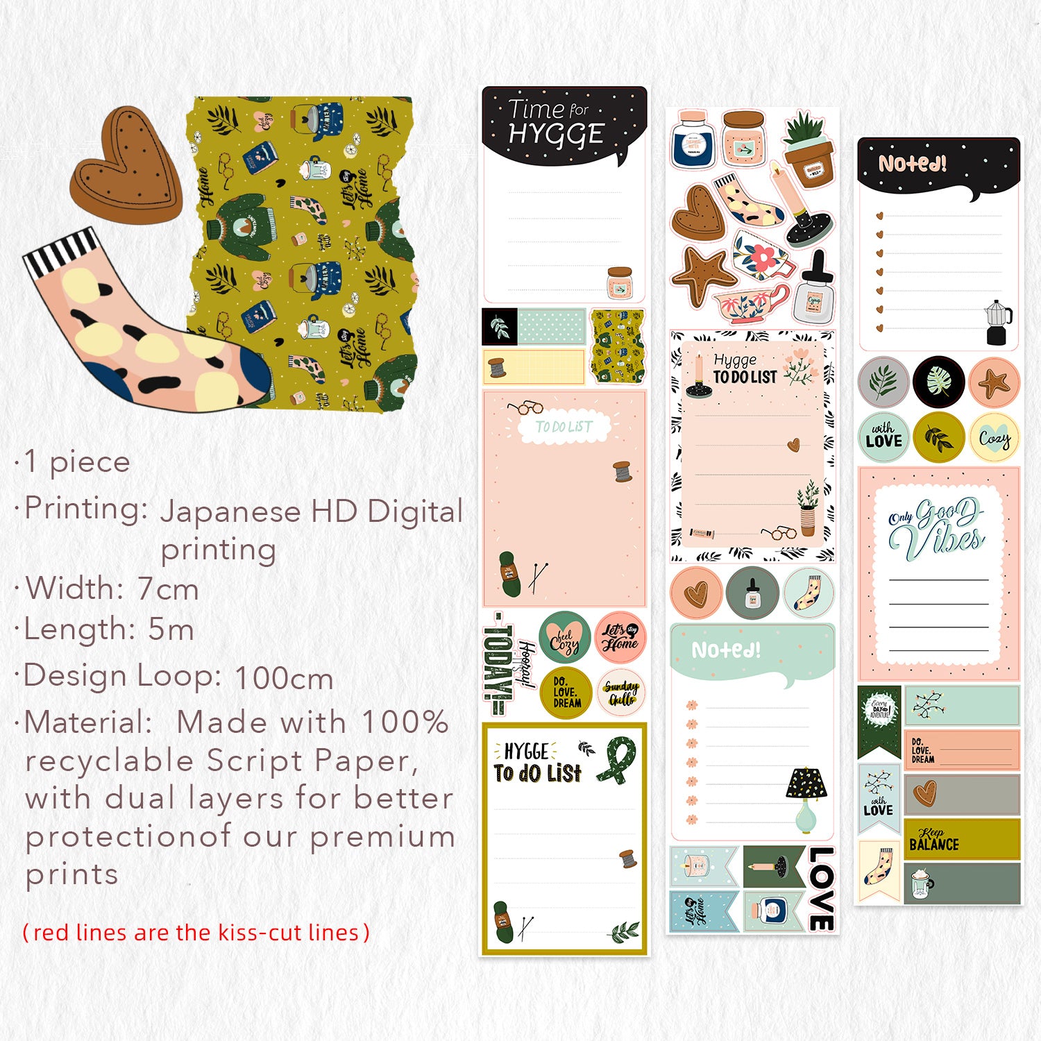 Pre-cut Hygge Notes Script Tape Bundle | The Washi Tape Shop. Beautiful Washi and Decorative Tape For Bullet Journals, Gift Wrapping, Planner Decoration and DIY Projects