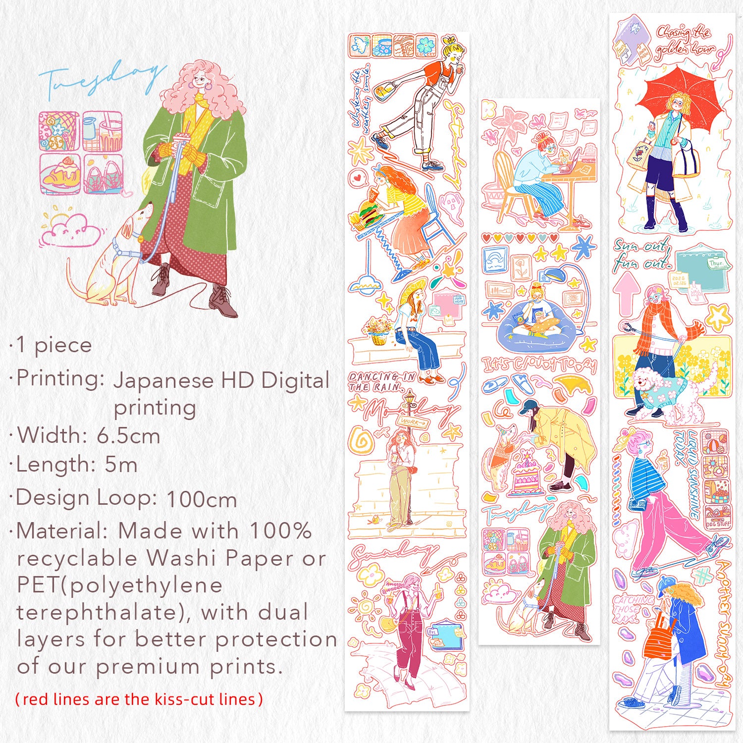Pre-cut Cloud 9 Wide Washi/PET Tape