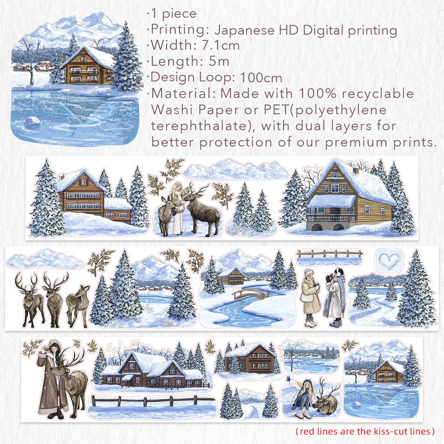 Pre-cut Crystal Garden Wide Washi/PET Tape