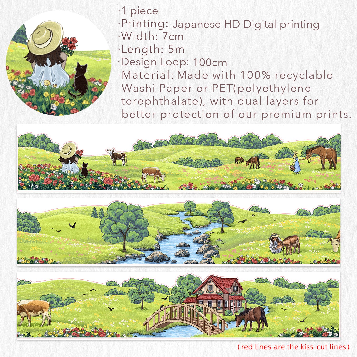 Pre-cut Country Ballad Wide Washi/PET Tape