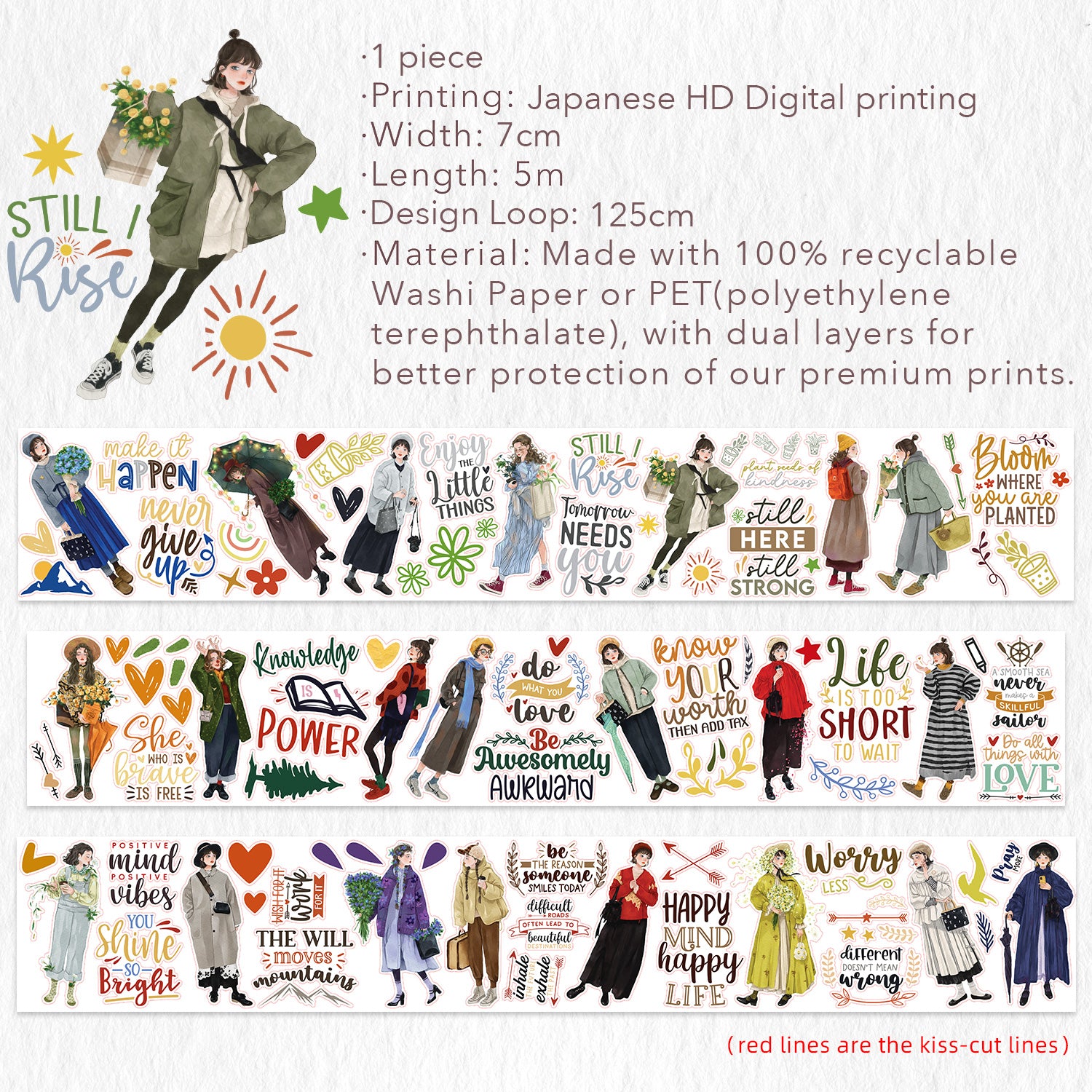 Pre-cut Silent Silhouette Wide Washi/PET Tape | The Washi Tape Shop. Beautiful Washi and Decorative Tape For Bullet Journals, Gift Wrapping, Planner Decoration and DIY Projects