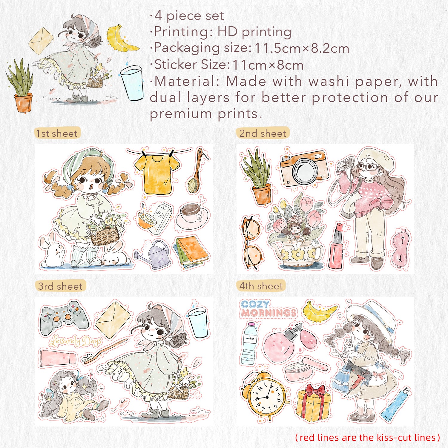 Cozy Mornings Washi Paper Sticker Set | The Washi Tape Shop. Beautiful Washi and Decorative Tape For Bullet Journals, Gift Wrapping, Planner Decoration and DIY Projects
