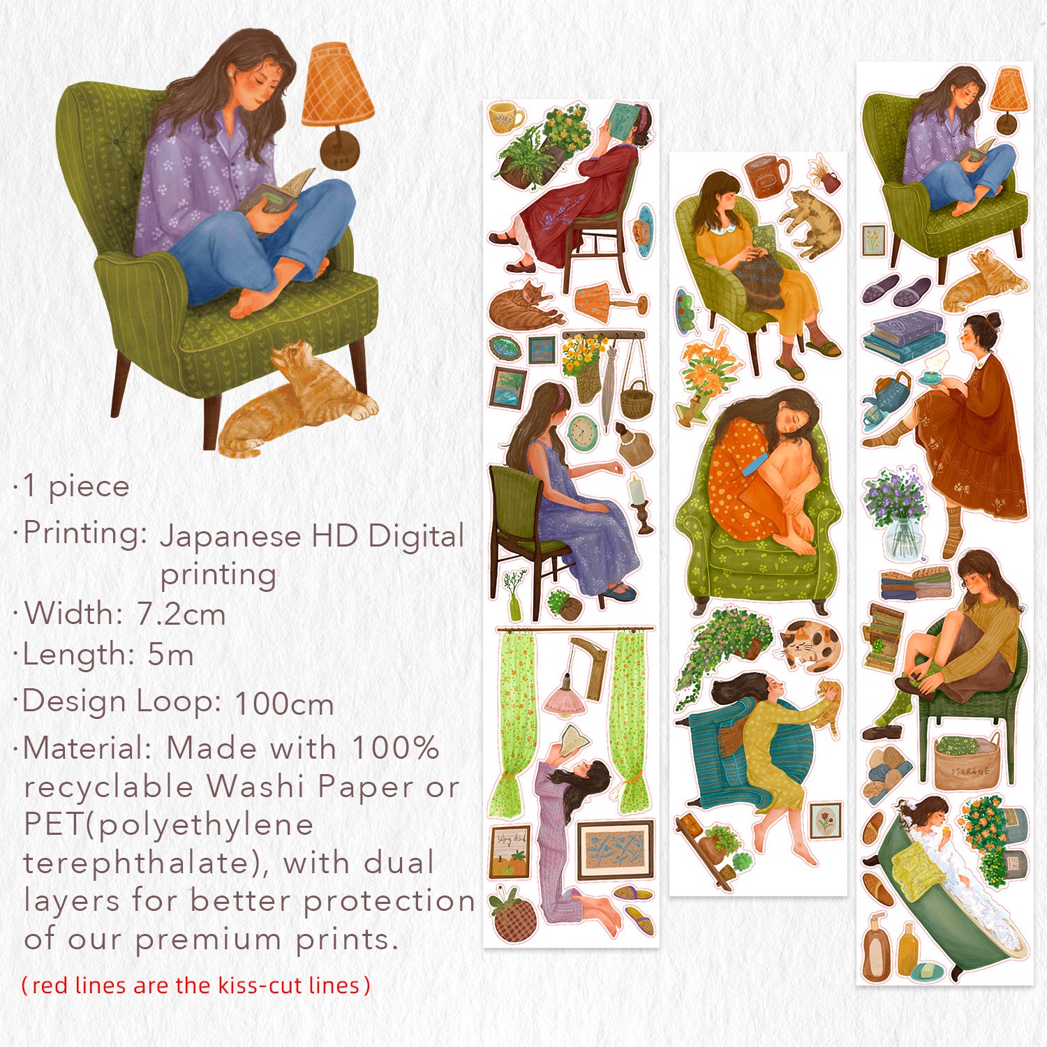 Pre-cut Nostalgic Moments Wide Washi/PET Tape | The Washi Tape Shop. Beautiful Washi and Decorative Tape For Bullet Journals, Gift Wrapping, Planner Decoration and DIY Projects