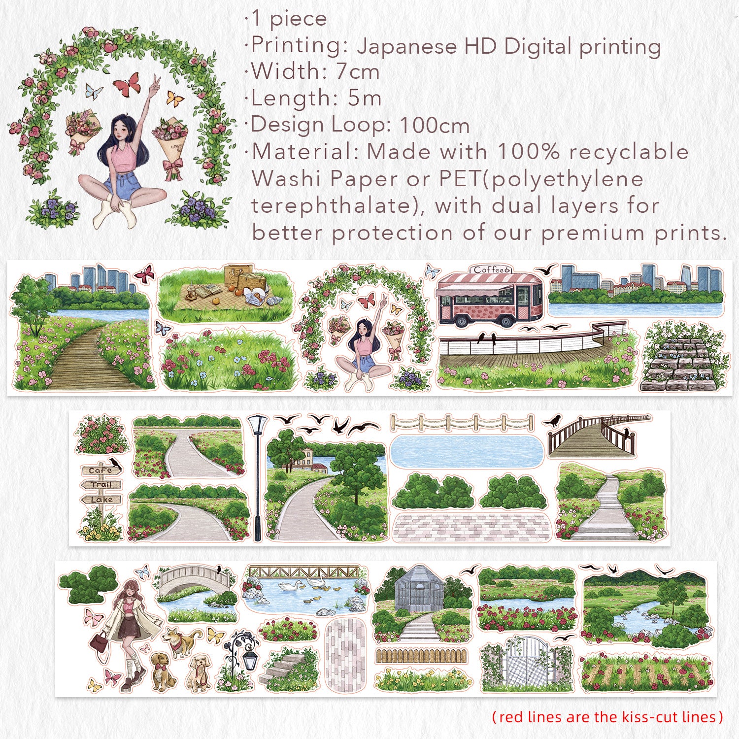 Pre-cut Urban Grove Wide Washi/PET Tape | The Washi Tape Shop. Beautiful Washi and Decorative Tape For Bullet Journals, Gift Wrapping, Planner Decoration and DIY Projects