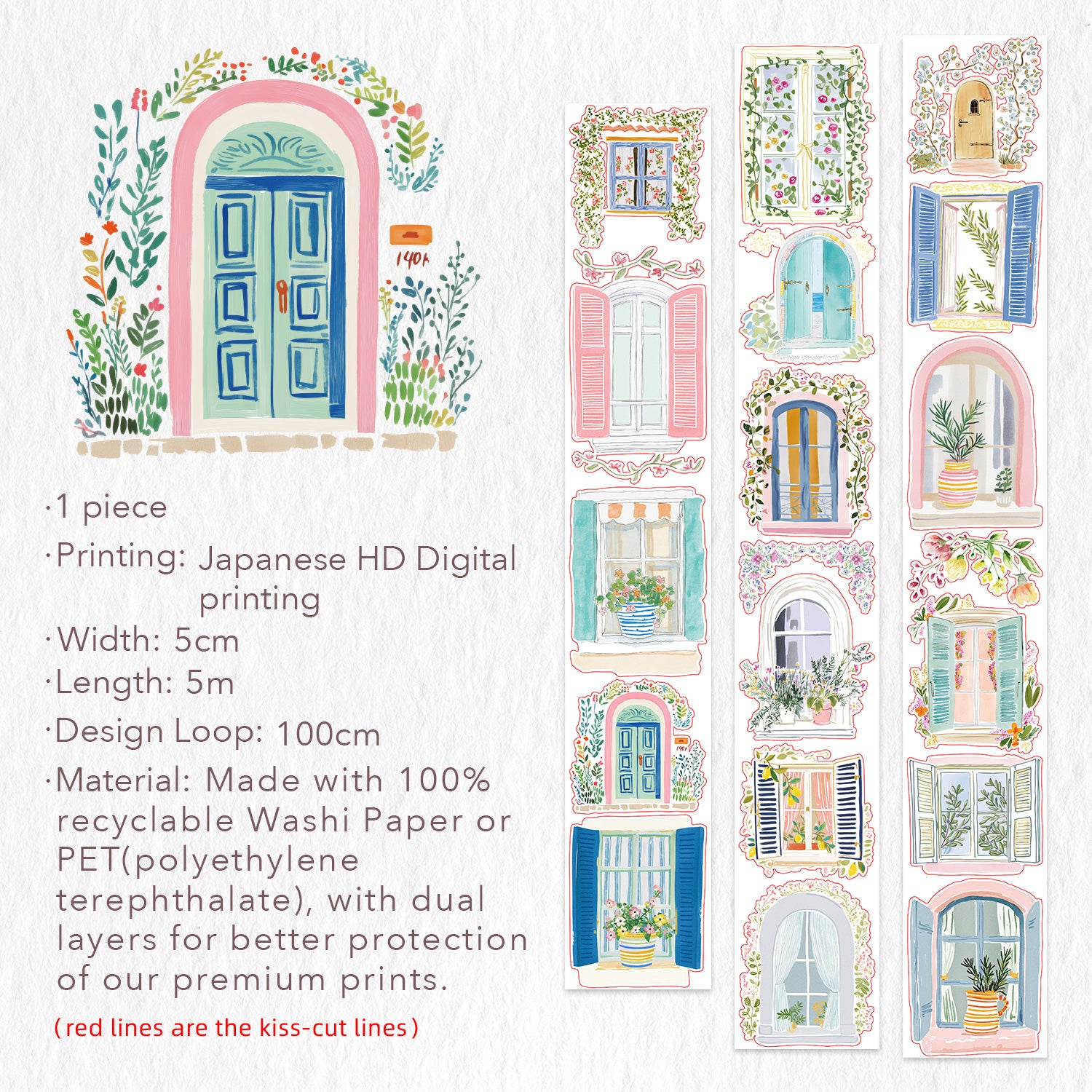 Pre-cut Arched Arbors Wide Washi/PET Tape