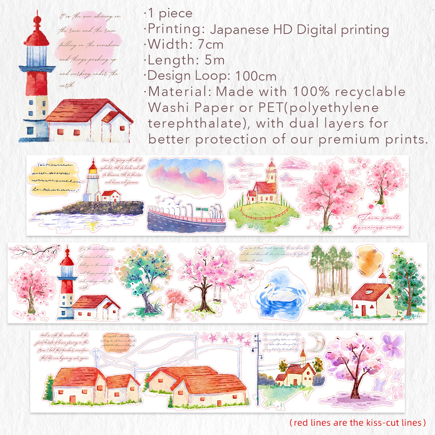 Pre-cut Misty Blush Wide Washi/PET Tape | The Washi Tape Shop. Beautiful Washi and Decorative Tape For Bullet Journals, Gift Wrapping, Planner Decoration and DIY Projects