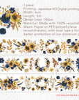 Pre-cut Sunflower & Navy Wide Washi/PET Tape | The Washi Tape Shop. Beautiful Washi and Decorative Tape For Bullet Journals, Gift Wrapping, Planner Decoration and DIY Projects