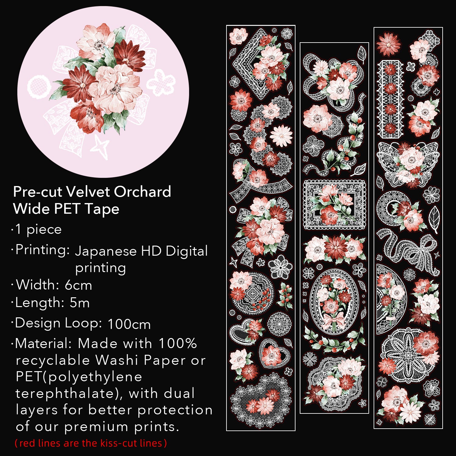 Pre-cut Heirloom Lace Washi/PET Tape | The Washi Tape Shop