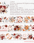 Pre-cut Harvested Bloom Wide Washi/PET Tape