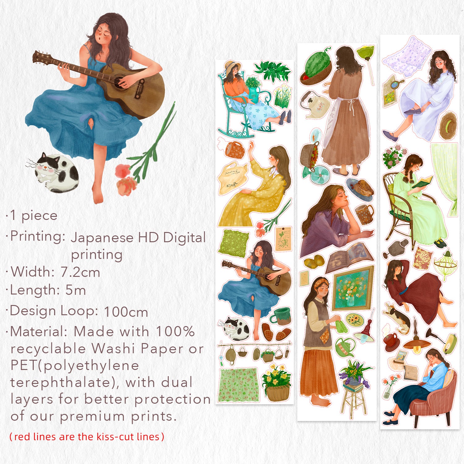 Pre-cut Petal Daydreams Wide Washi/PET Tape | The Washi Tape Shop. Beautiful Washi and Decorative Tape For Bullet Journals, Gift Wrapping, Planner Decoration and DIY Projects