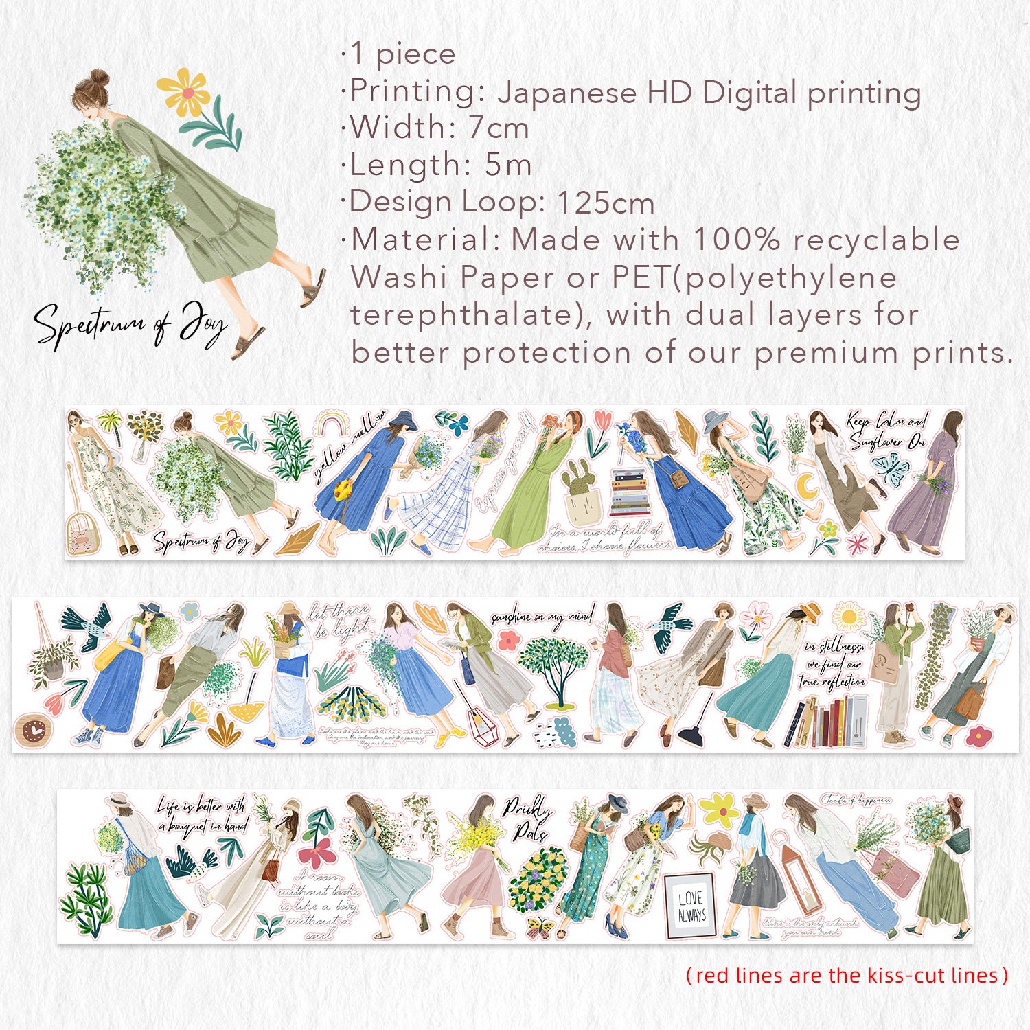 Pre-cut Velvet Voyage Wide Washi/PET Tape | The Washi Tape Shop. Beautiful Washi and Decorative Tape For Bullet Journals, Gift Wrapping, Planner Decoration and DIY Projects