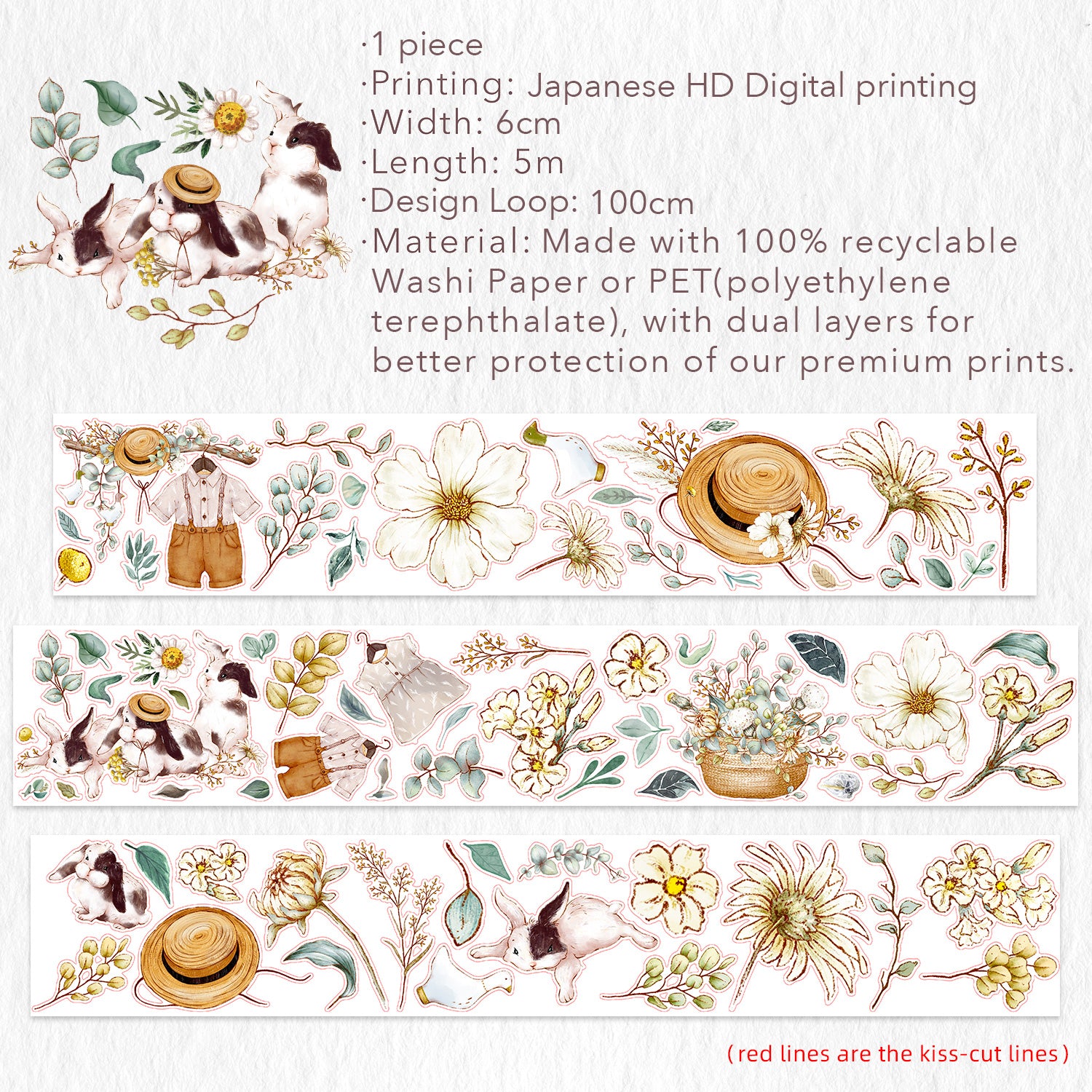 Pre-cut Clover Haze Wide Washi/PET Tape | The Washi Tape Shop. Beautiful Washi and Decorative Tape For Bullet Journals, Gift Wrapping, Planner Decoration and DIY Projects