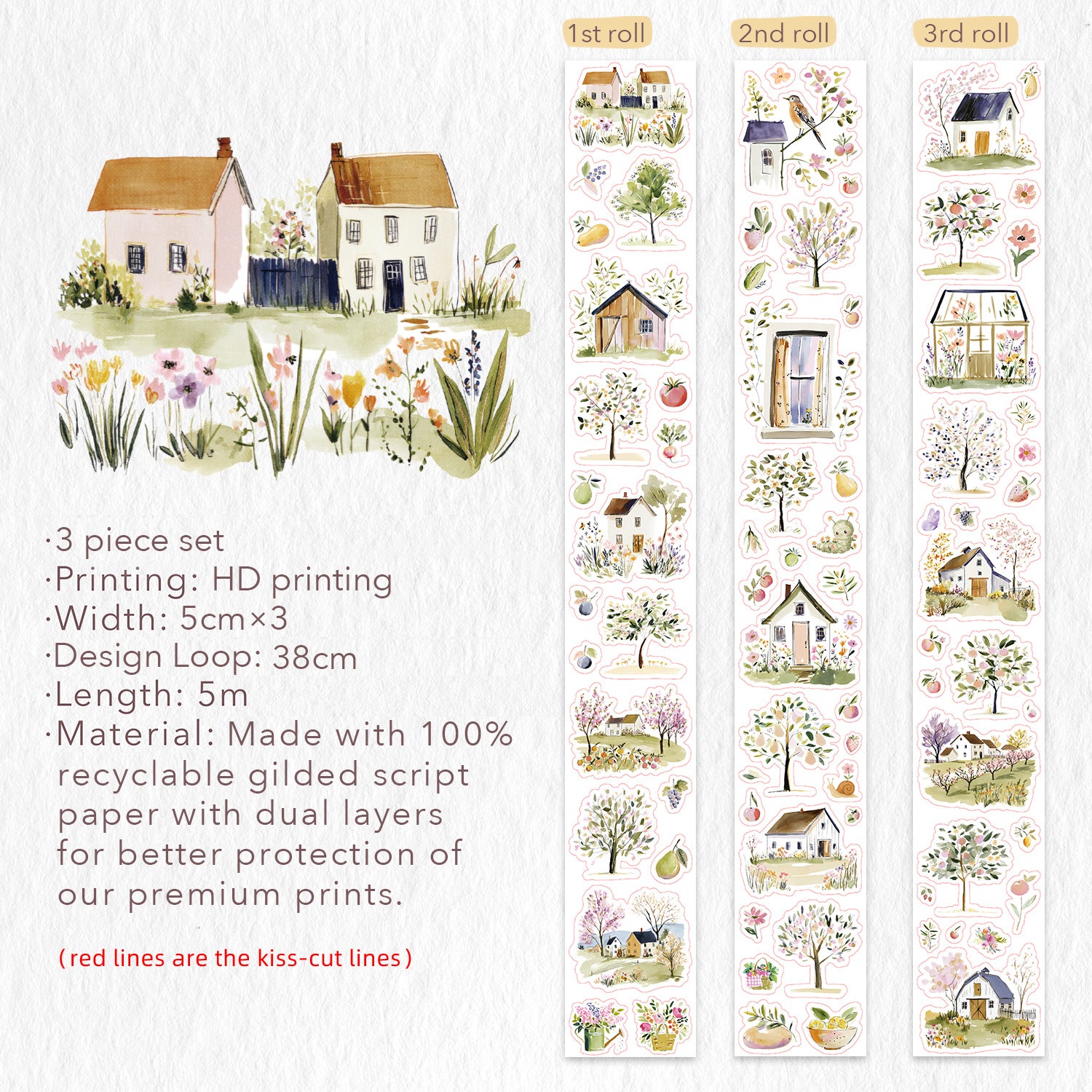 Pre-cut Sunlit Orchard Script Tape Set (GILDED) | The Washi Tape Shop. Beautiful Washi and Decorative Tape For Bullet Journals, Gift Wrapping, Planner Decoration and DIY Projects