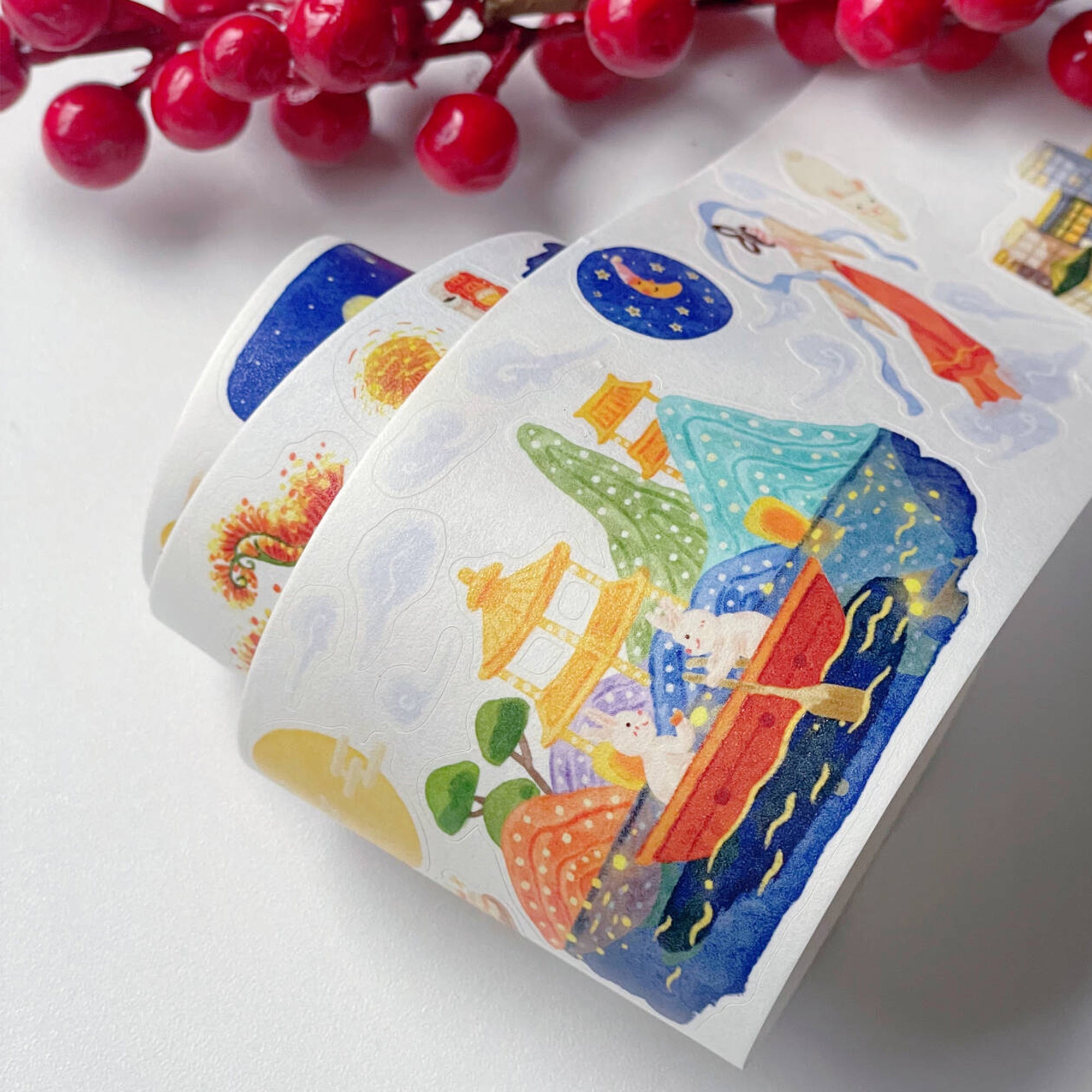 Pre-cut Moon Festival Wide Washi/PET Tape