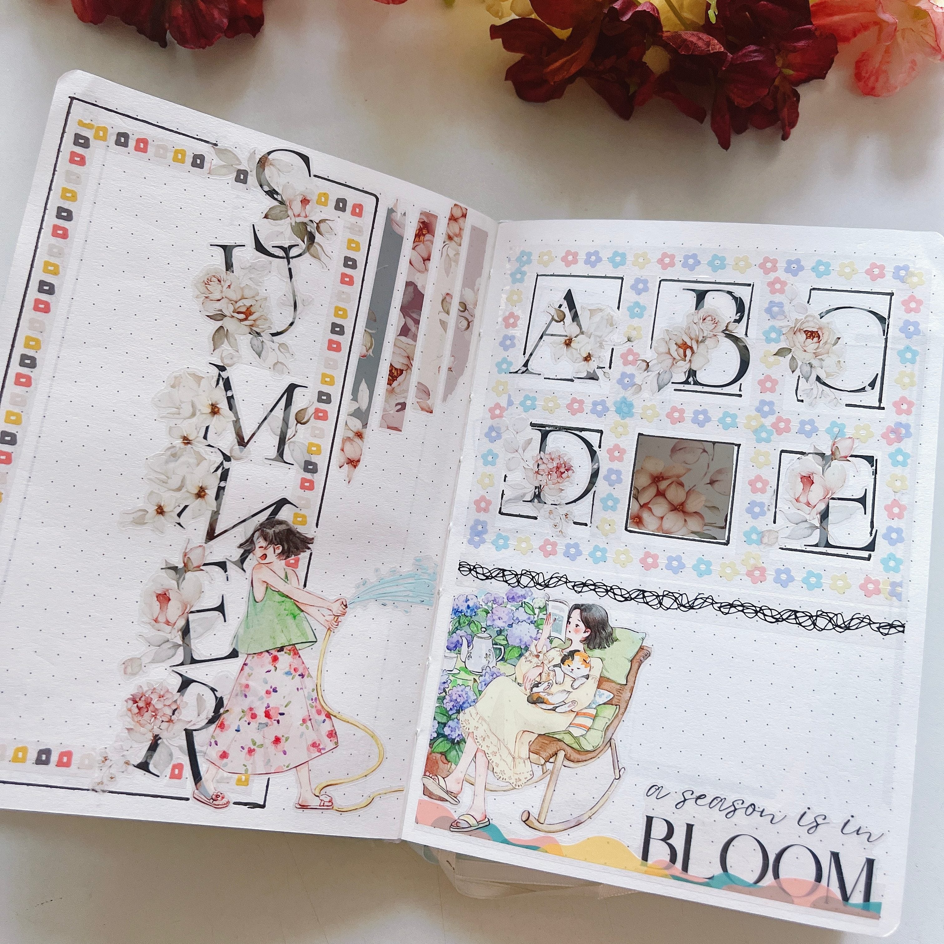 Pre-cut Rosé Scripts Wide Washi/PET Tape | The Washi Tape Shop