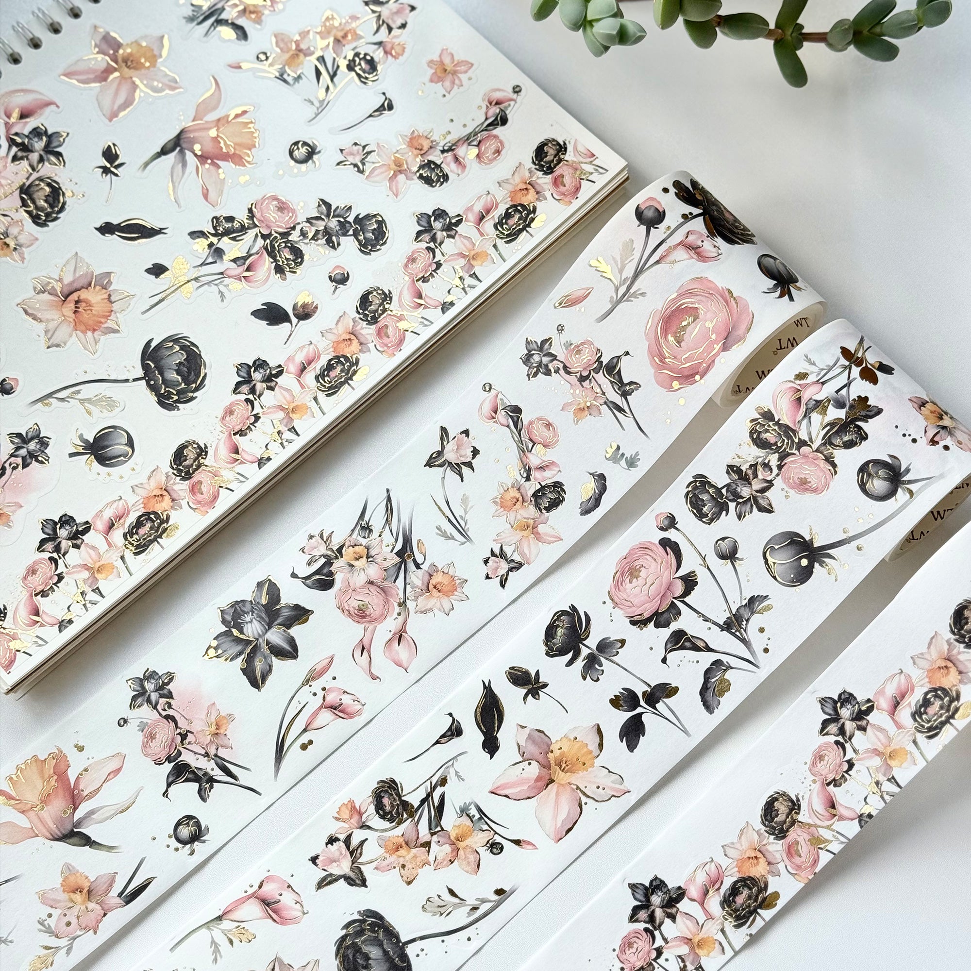 Auric Rose Washi Tape Sticker Set (GILDED) | The Washi Tape Shop. Beautiful Washi and Decorative Tape For Bullet Journals, Gift Wrapping, Planner Decoration and DIY Projects