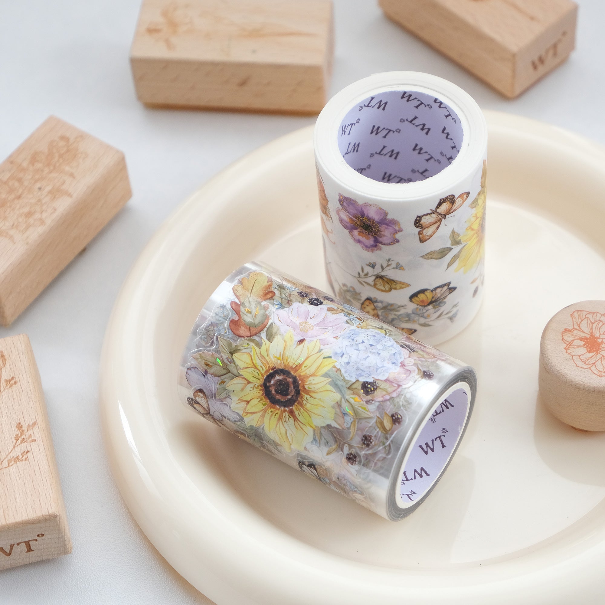 Pre-cut Golden Harvest Wide Washi/PET Tape (Seashell Gilded)