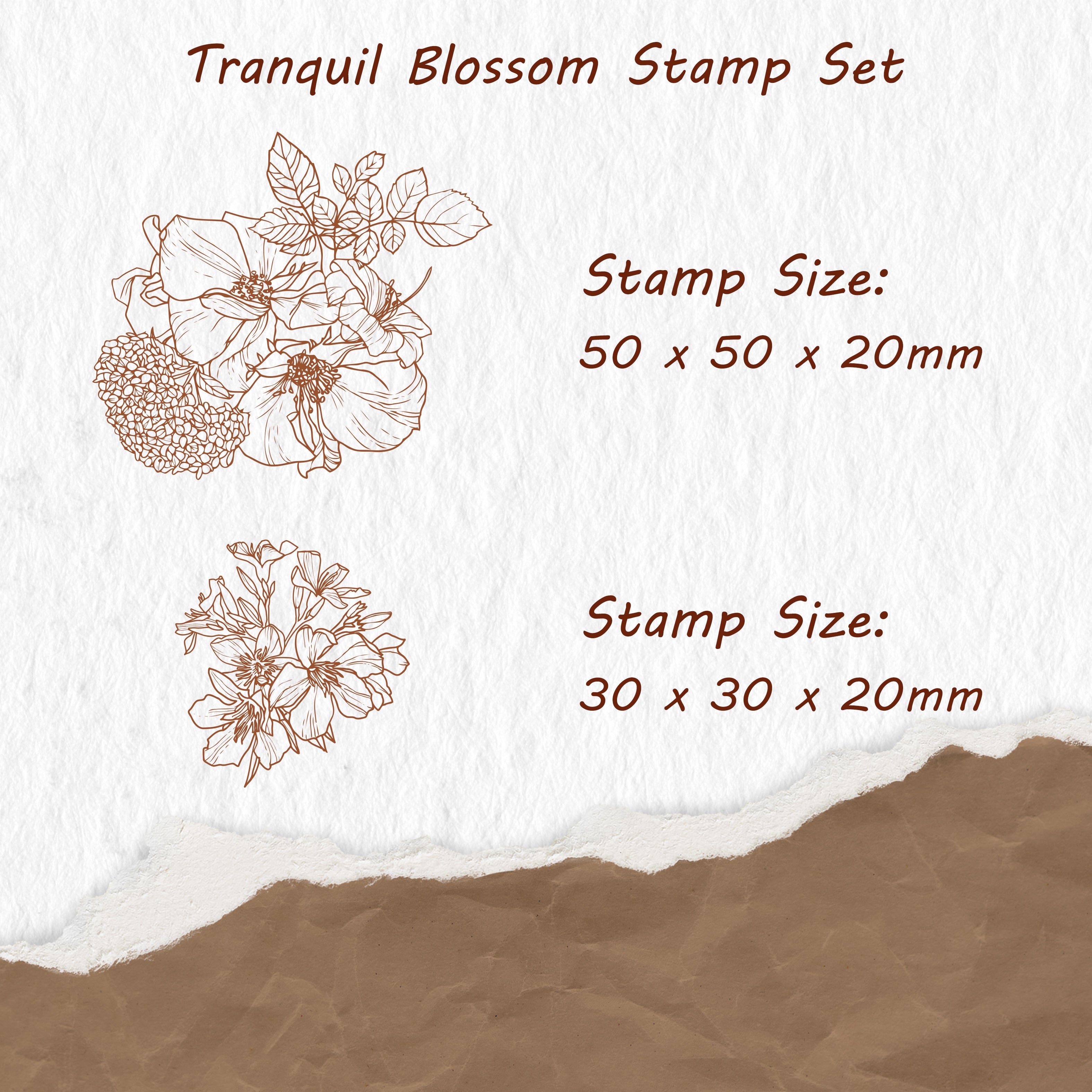 Tranquil Blossom Stamp Set | The Washi Tape Shop. Beautiful Washi and Decorative Tape For Bullet Journals, Gift Wrapping, Planner Decoration and DIY Projects