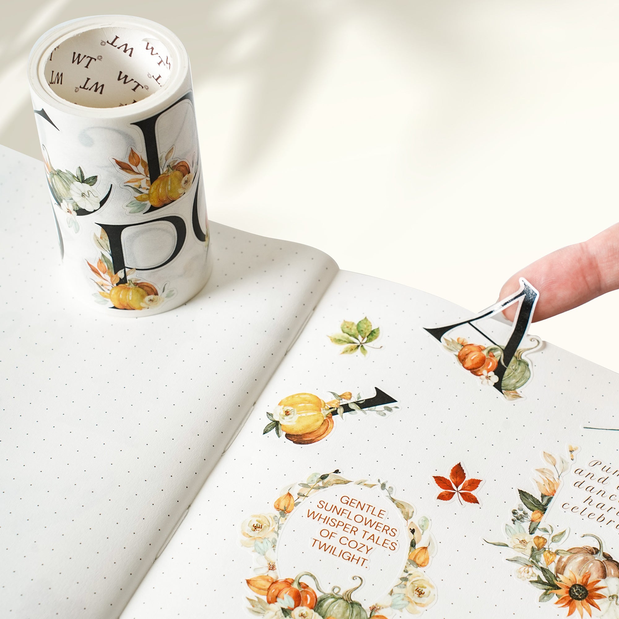 Pre-cut Harvest Script Wide Washi/PET Tape | The Washi Tape Shop. Beautiful Washi and Decorative Tape For Bullet Journals, Gift Wrapping, Planner Decoration and DIY Projects