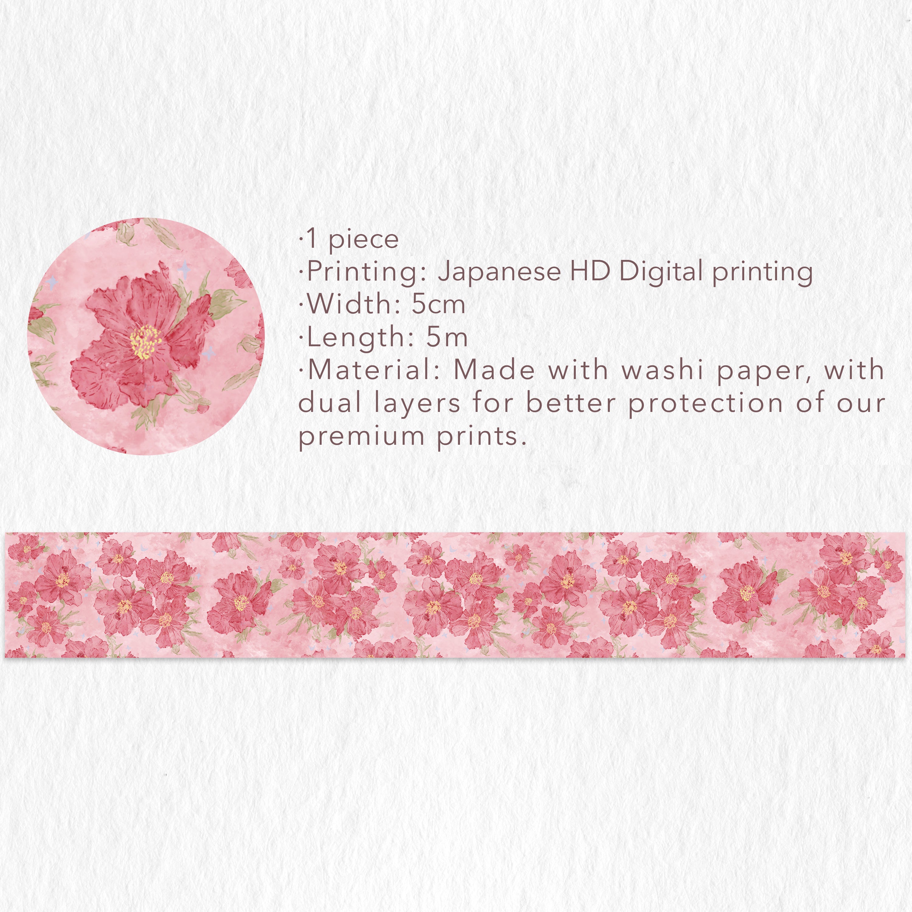 Scarlet Bloom Wide Washi Tape Set