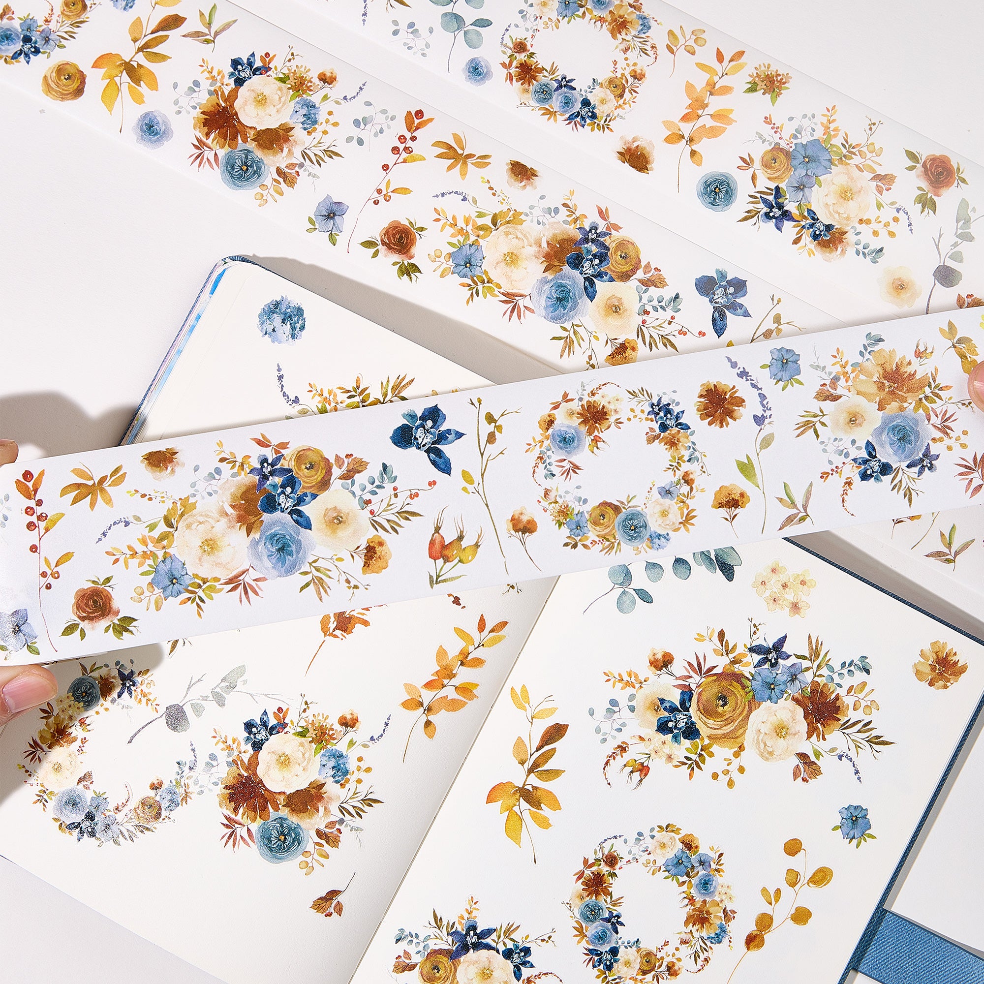 Pre-cut Dusty Blue & Cinnamon Wide Washi/PET Tape | The Washi Tape Shop. Beautiful Washi and Decorative Tape For Bullet Journals, Gift Wrapping, Planner Decoration and DIY Projects