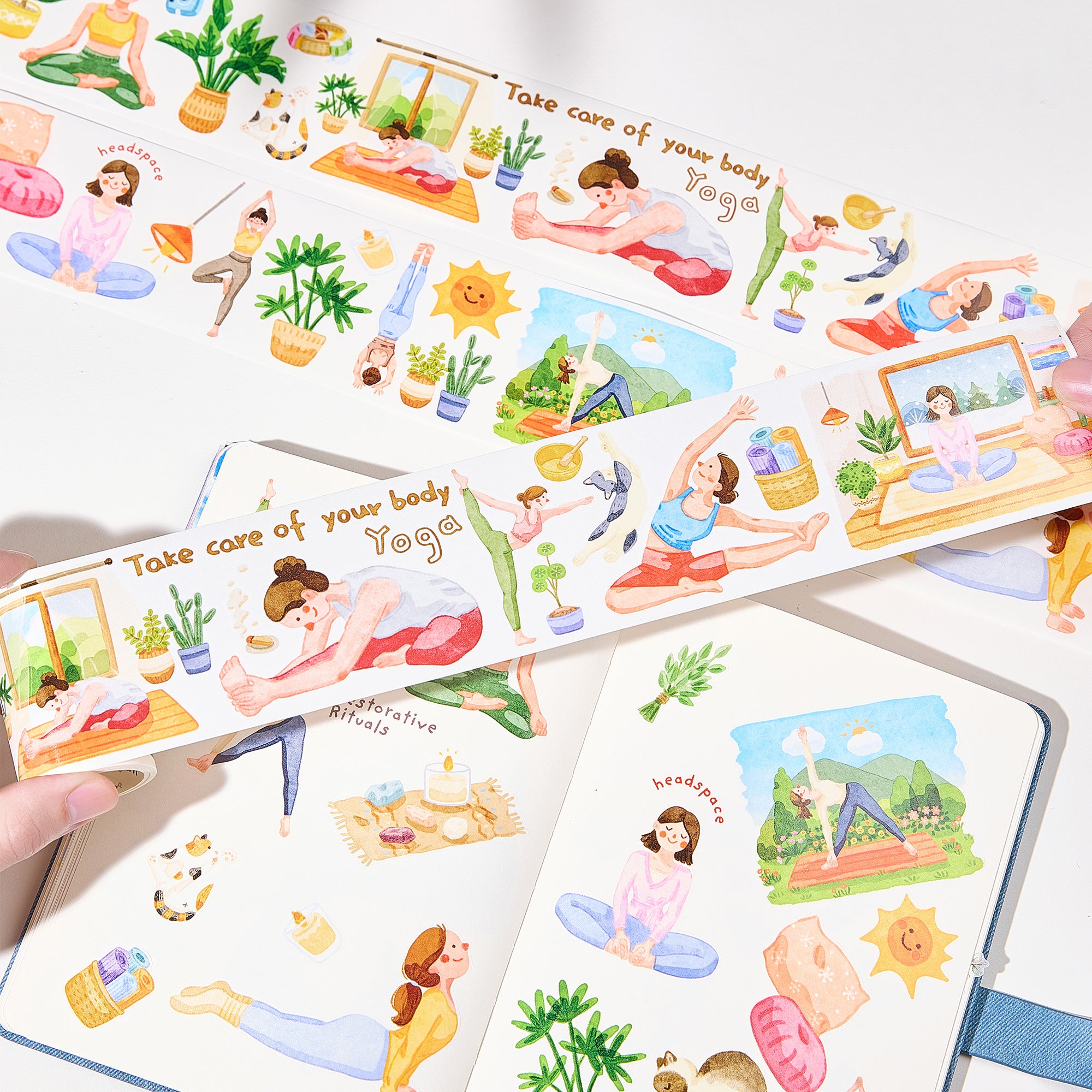 Pre-cut Yoga Ode Wide Washi/PET Tape | The Washi Tape Shop. Beautiful Washi and Decorative Tape For Bullet Journals, Gift Wrapping, Planner Decoration and DIY Projects