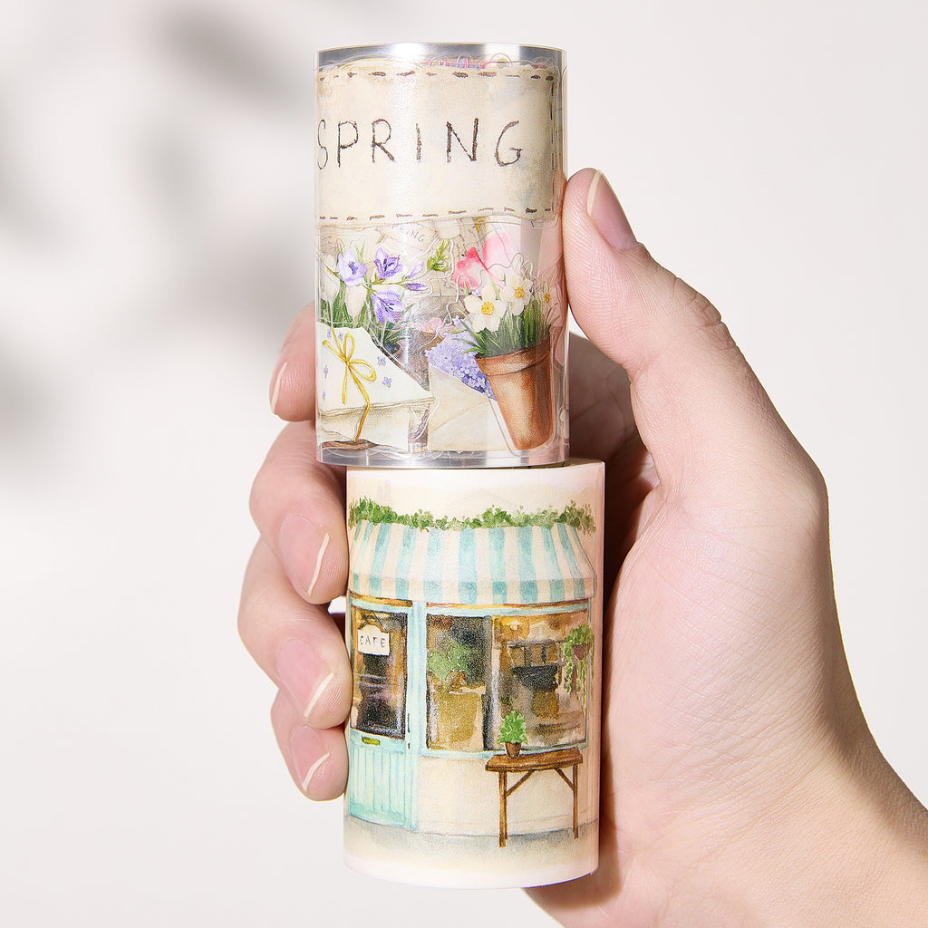 Pre Cut Spring Promise Pre-cut Spring Café Wide Washi/PET Tape | The Washi Tape Shop