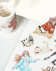 Pre-cut Snowy Strolls Wide Washi/PET Tape