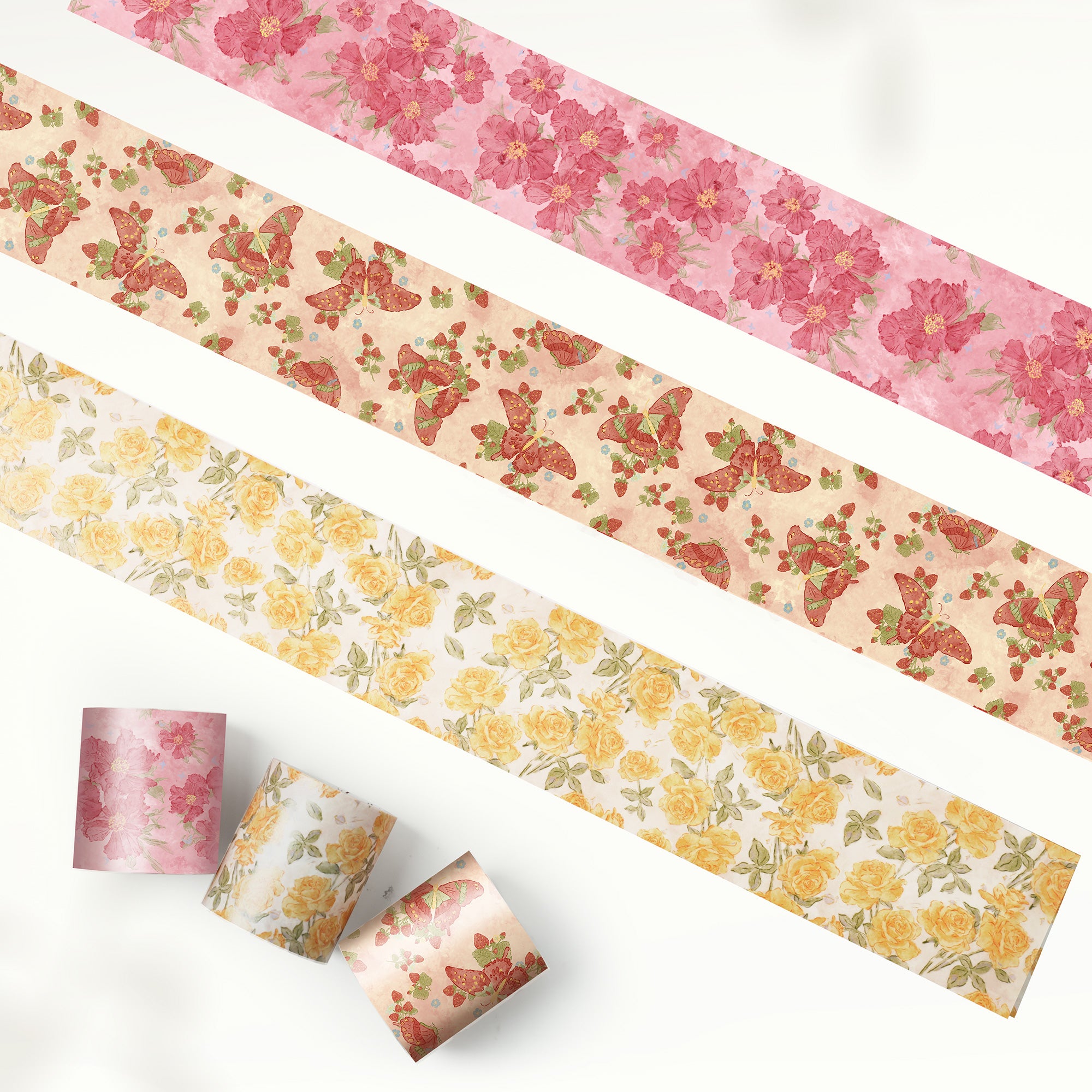 Scarlet Bloom Wide Washi Tape Set