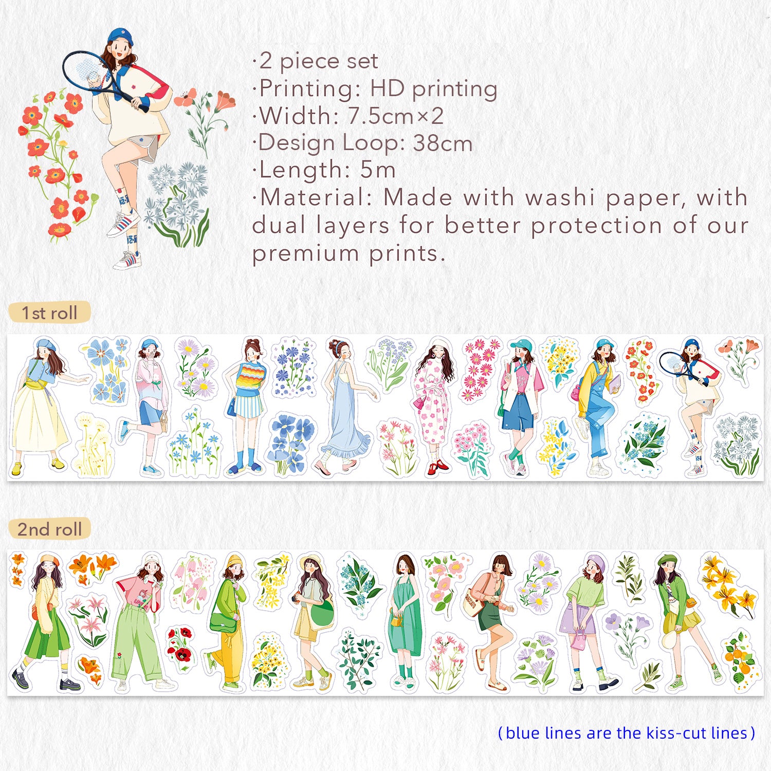 Blooming Beauties Washi Tape Sticker Set | The Washi Tape Shop. Beautiful Washi and Decorative Tape For Bullet Journals, Gift Wrapping, Planner Decoration and DIY Projects