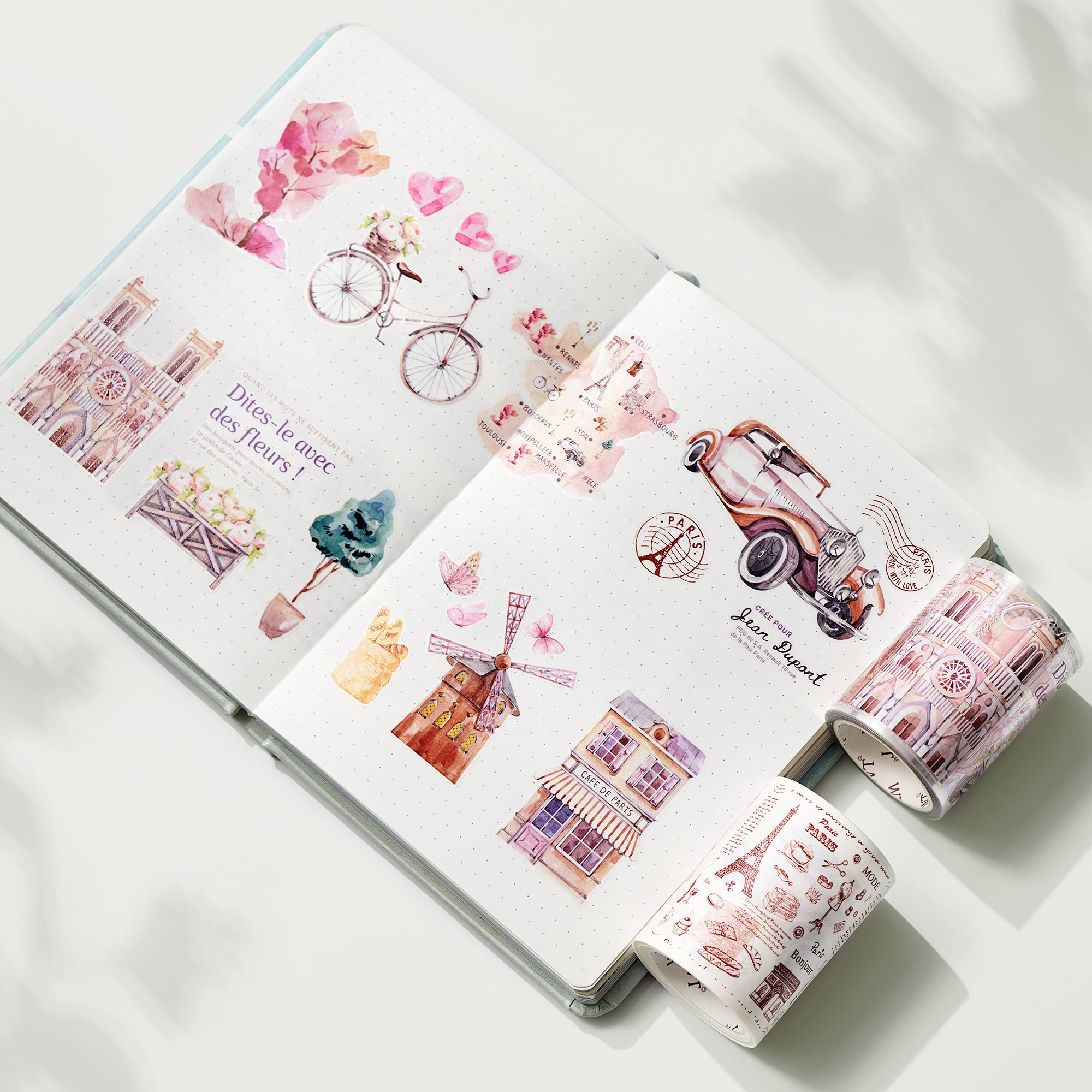 Washi Tape Shop Pre-Cut Rosé Script PET Tape - Blush Floral