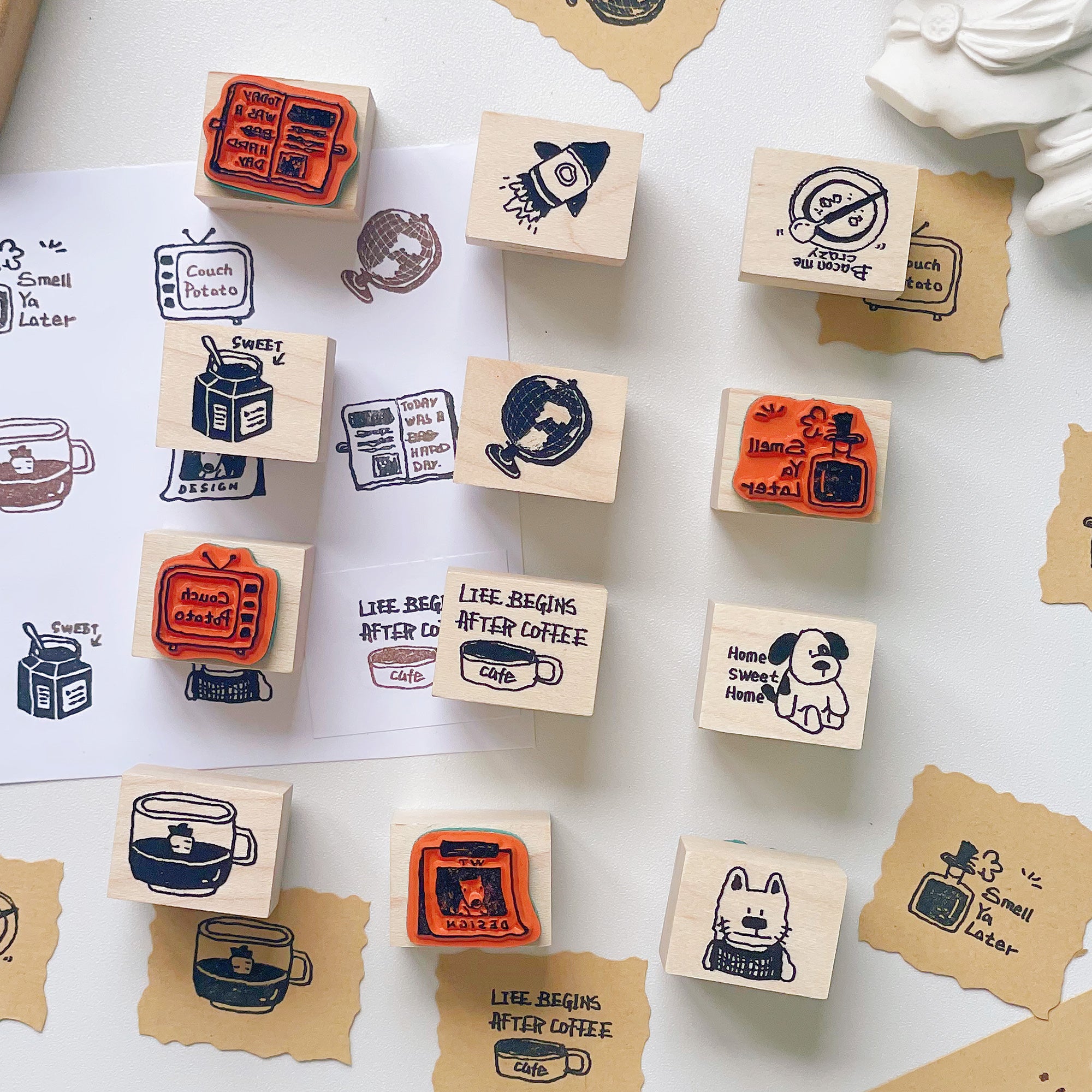 Couch Potato Stamp Set | The Washi Tape Shop. Beautiful Washi and Decorative Tape For Bullet Journals, Gift Wrapping, Planner Decoration and DIY Projects