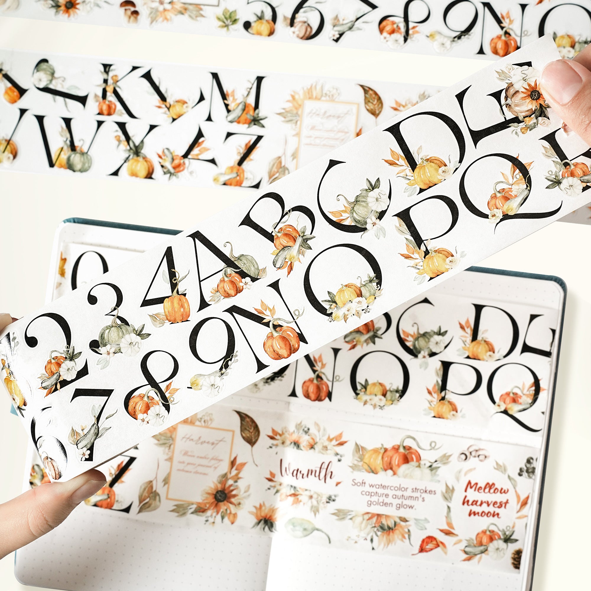 Pre-cut Harvest Script Wide Washi/PET Tape | The Washi Tape Shop. Beautiful Washi and Decorative Tape For Bullet Journals, Gift Wrapping, Planner Decoration and DIY Projects