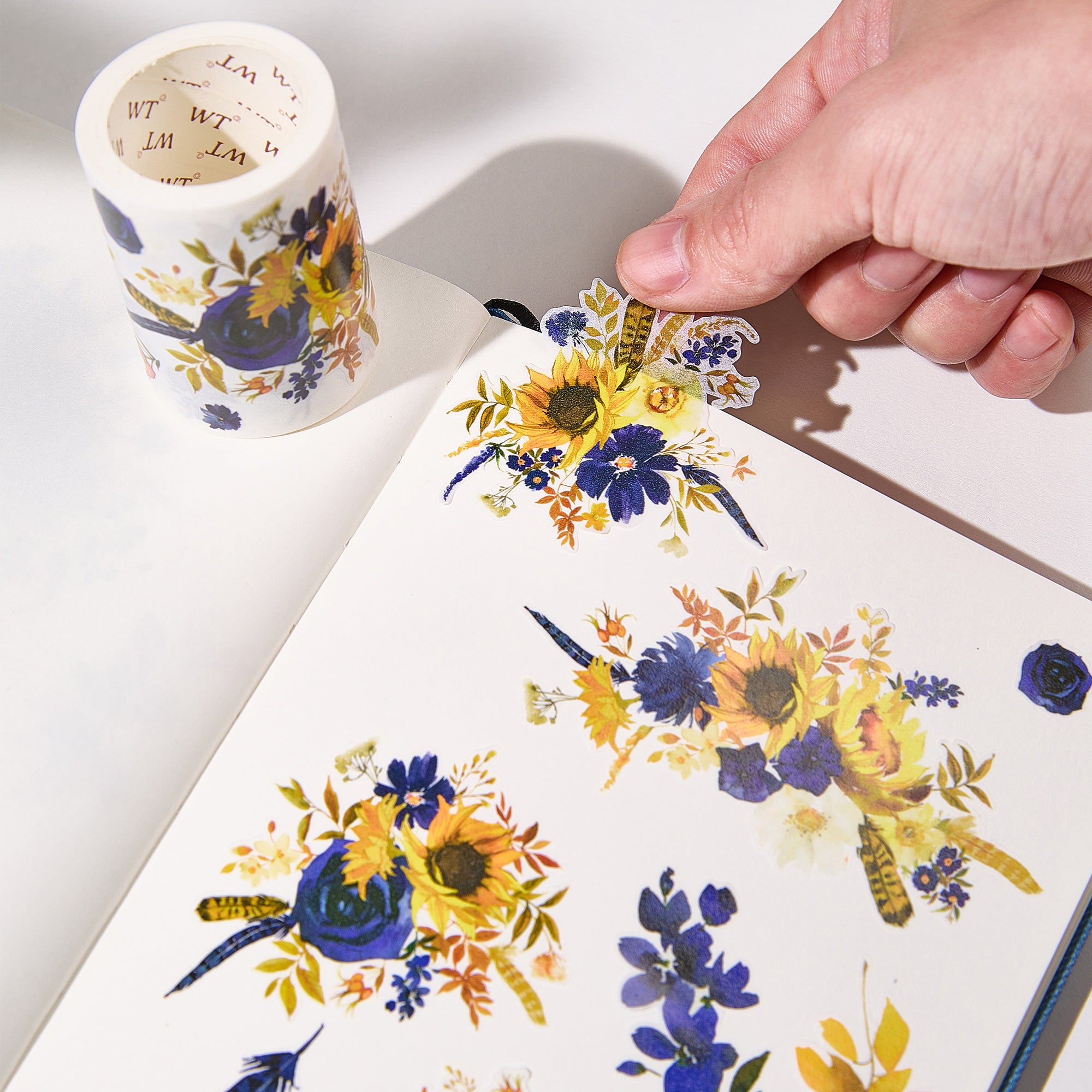 Pre-cut Sunflower & Navy Wide Washi/PET Tape | The Washi Tape Shop. Beautiful Washi and Decorative Tape For Bullet Journals, Gift Wrapping, Planner Decoration and DIY Projects