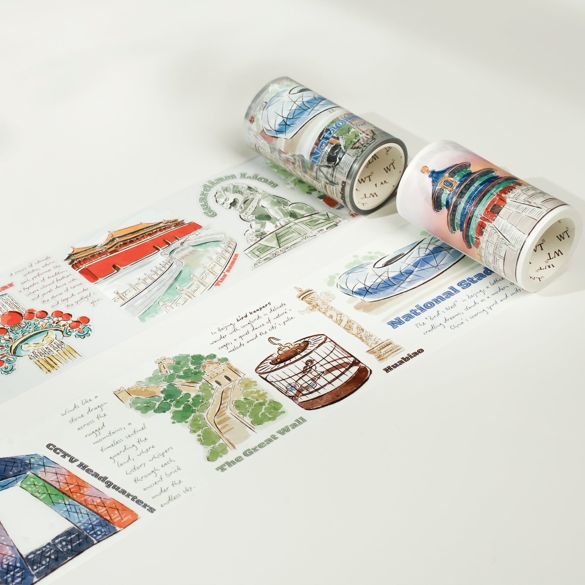Pre-cut Beijing Scrolls Wide Washi/PET Tape | The Washi Tape Shop. Beautiful Washi and Decorative Tape For Bullet Journals, Gift Wrapping, Planner Decoration and DIY Projects