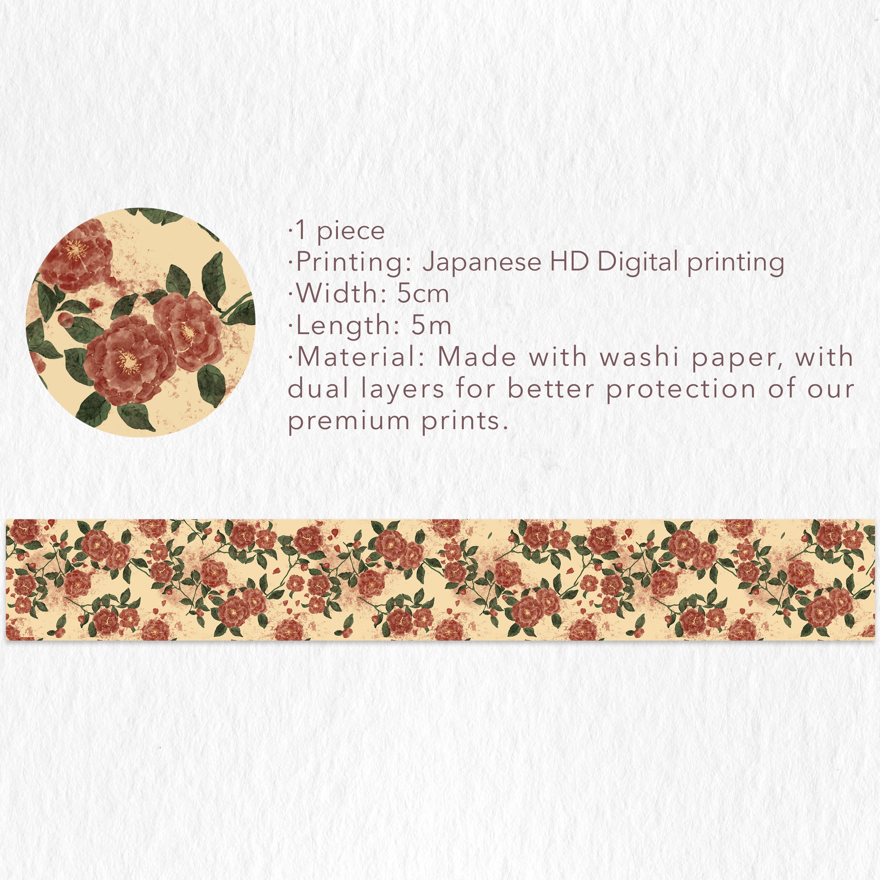 Rustic Camellia Wide Washi Tape Set