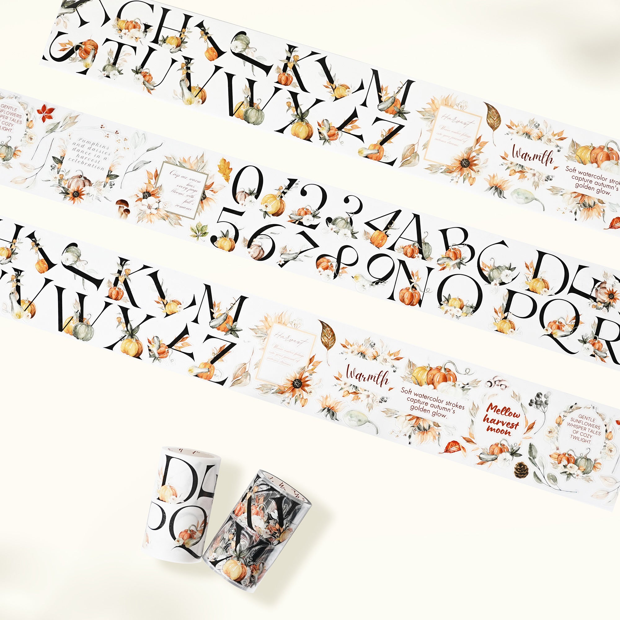 Pre-cut Harvest Script Wide Washi/PET Tape | The Washi Tape Shop. Beautiful Washi and Decorative Tape For Bullet Journals, Gift Wrapping, Planner Decoration and DIY Projects