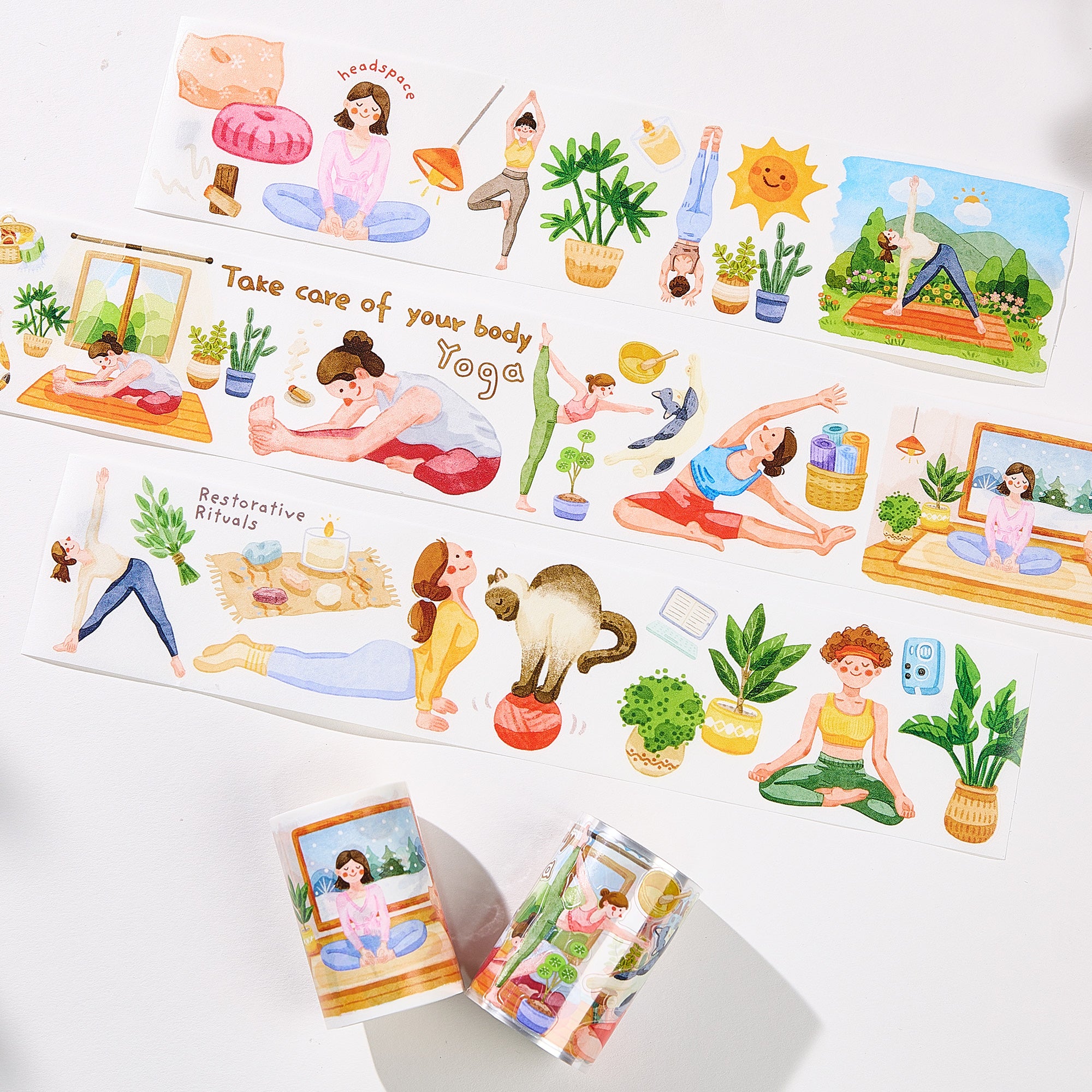 Pre-cut Yoga Ode Wide Washi/PET Tape | The Washi Tape Shop. Beautiful Washi and Decorative Tape For Bullet Journals, Gift Wrapping, Planner Decoration and DIY Projects