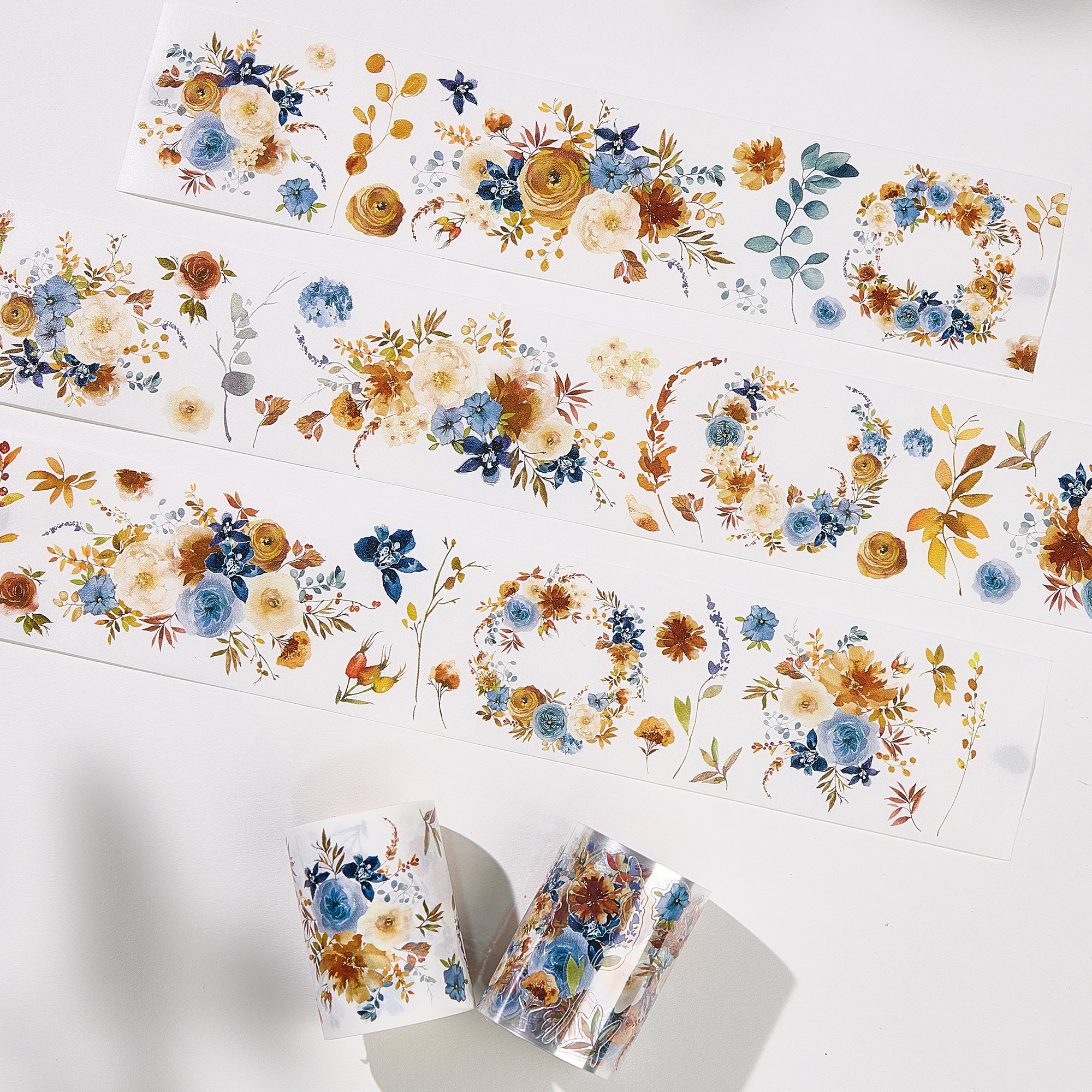 Pre-cut Dusty Blue & Cinnamon Wide Washi/PET Tape | The Washi Tape Shop. Beautiful Washi and Decorative Tape For Bullet Journals, Gift Wrapping, Planner Decoration and DIY Projects