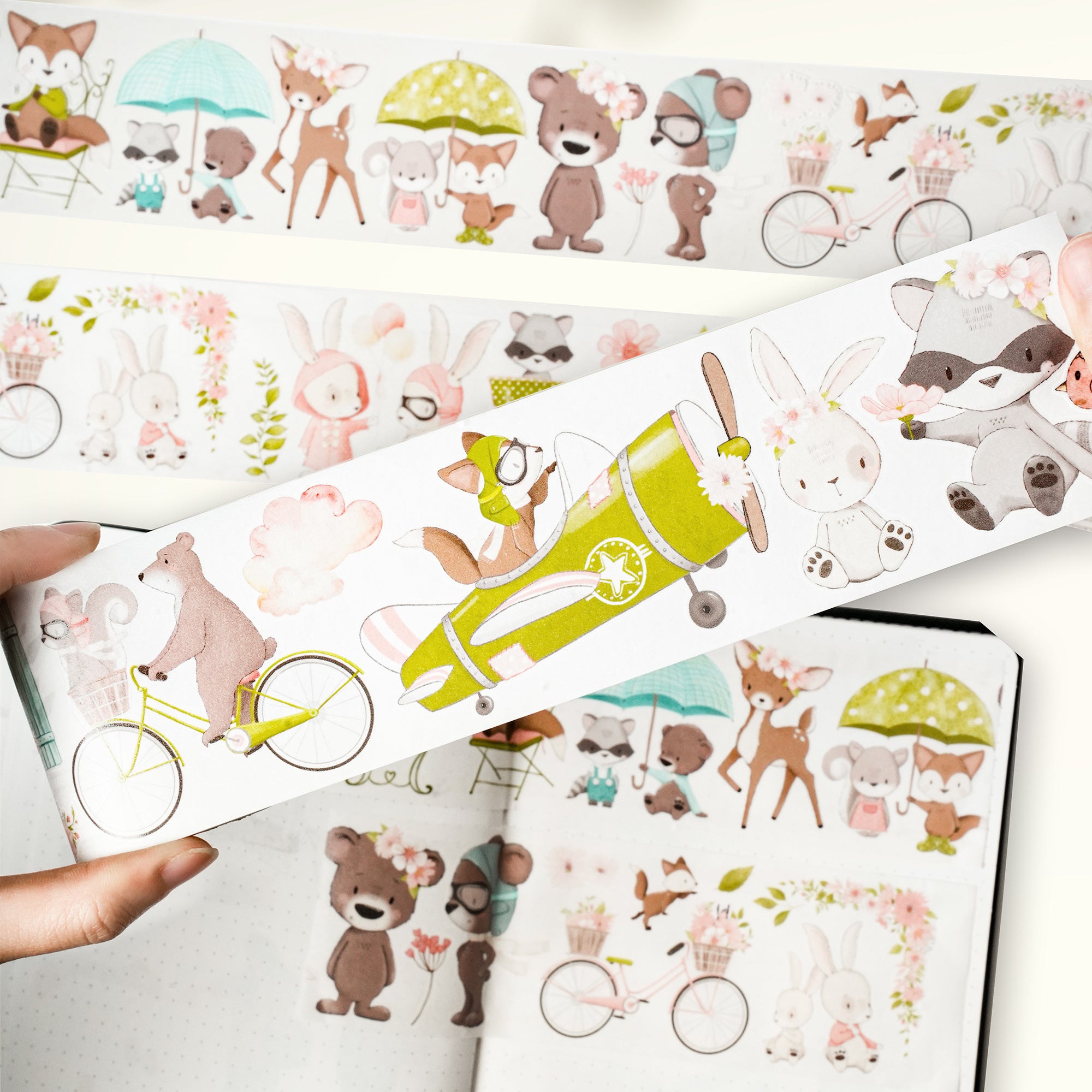 Pre-cut Woodland Pals Wide Washi/PET Tape