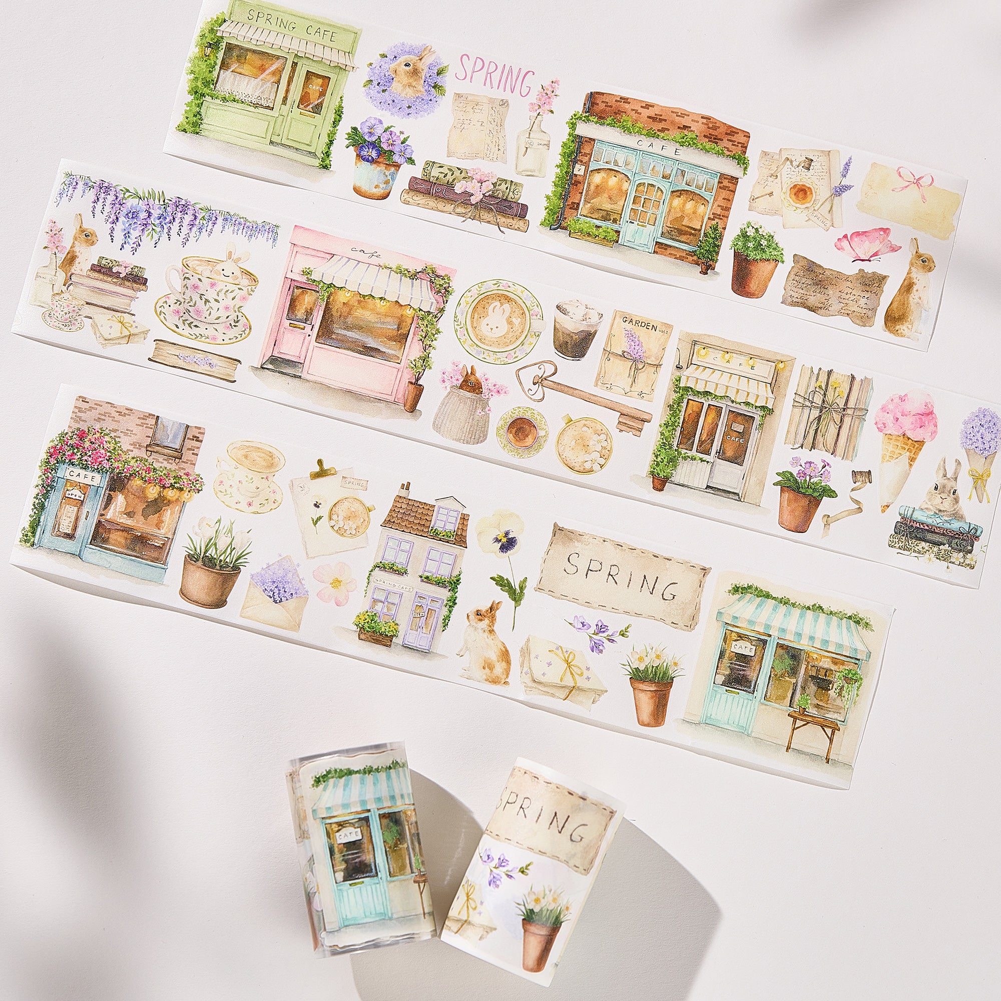 Pre Cut Spring Promise Pre-cut Spring Café Wide Washi/PET Tape | The Washi Tape Shop