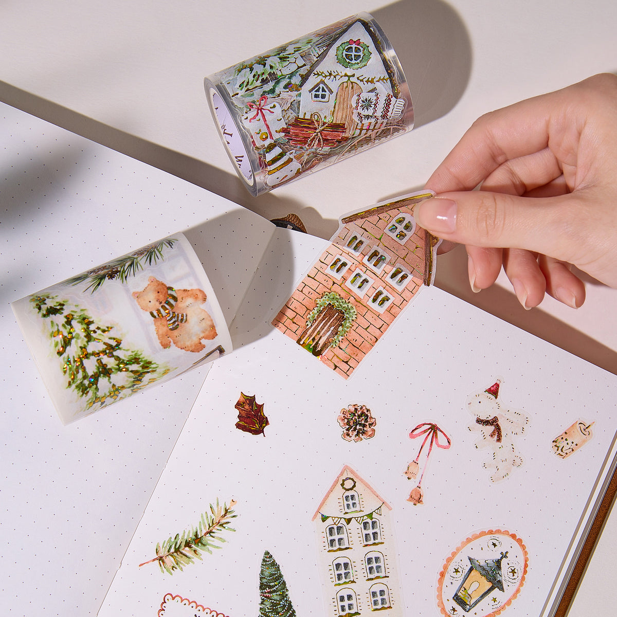Pre-cut Holiday Hamlet Wide Washi/PET Tape (Seashell Gilded)