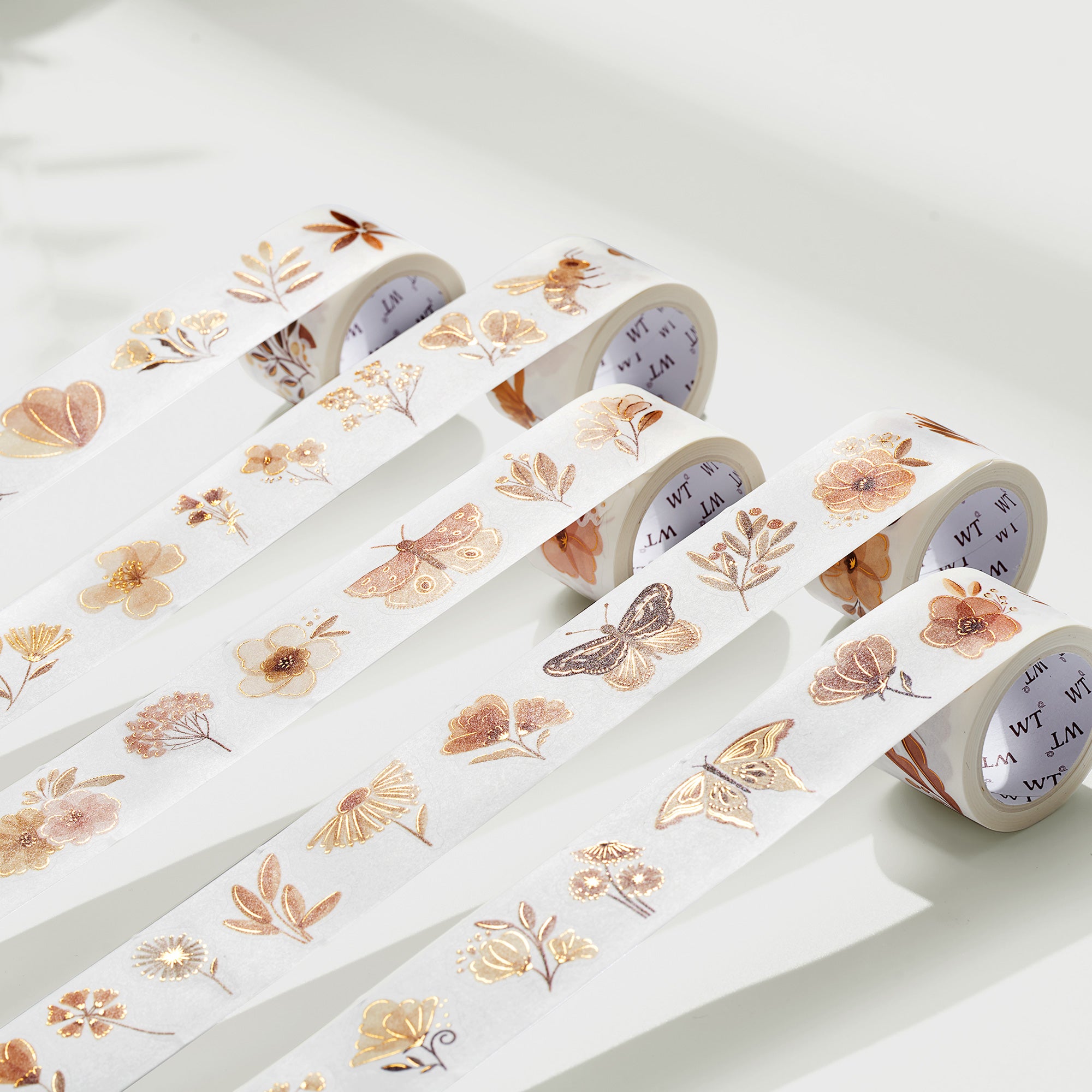 Floral Cascade Washi Tape Sticker Set (GILDED)