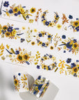 Pre-cut Sunflower & Navy Wide Washi/PET Tape | The Washi Tape Shop. Beautiful Washi and Decorative Tape For Bullet Journals, Gift Wrapping, Planner Decoration and DIY Projects