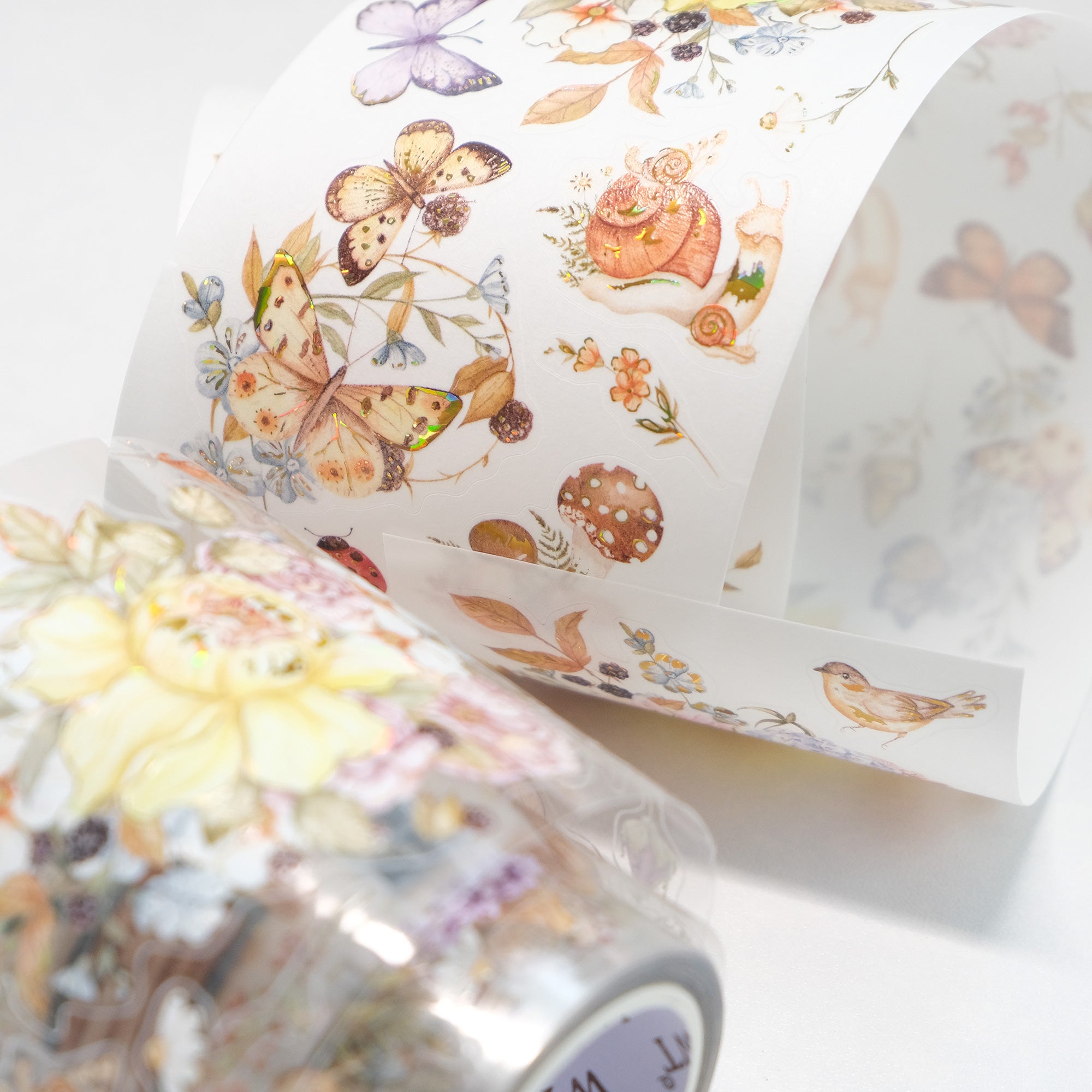Pre-cut Golden Harvest Wide Washi/PET Tape (Seashell Gilded)
