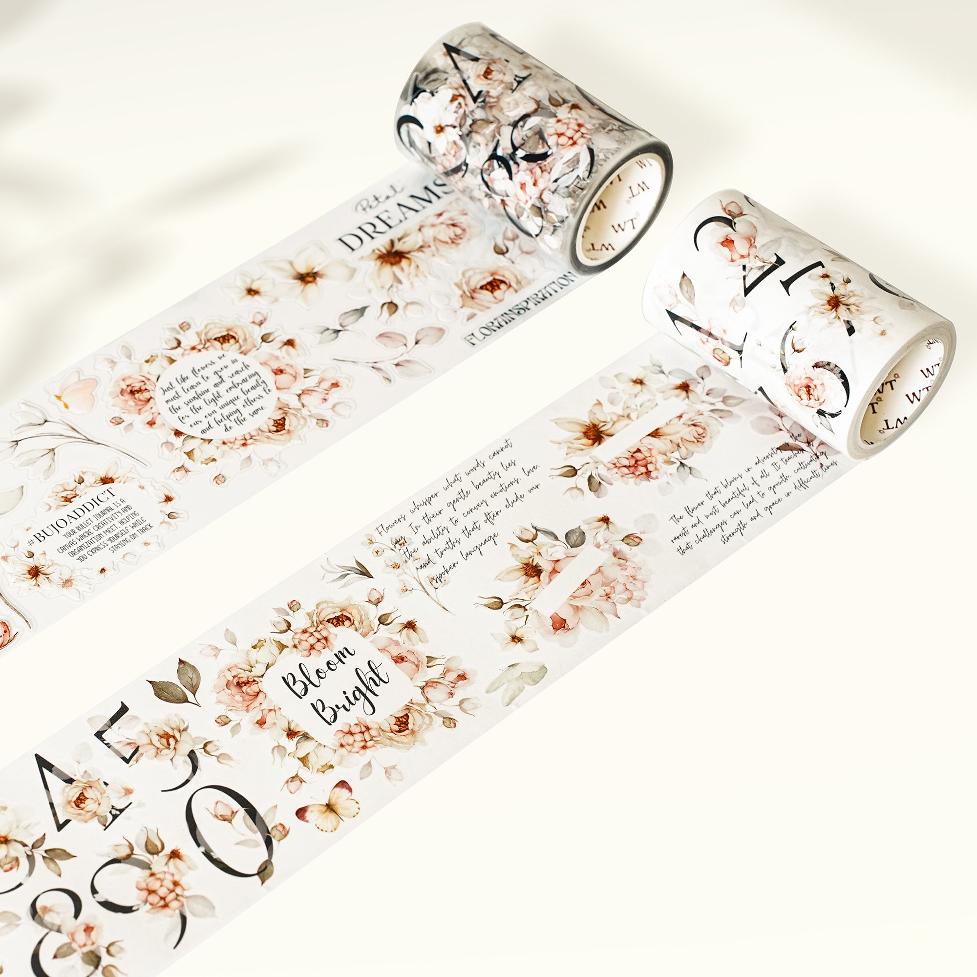 Pre-cut Rosé Scripts Wide Washi/PET Tape | The Washi Tape Shop