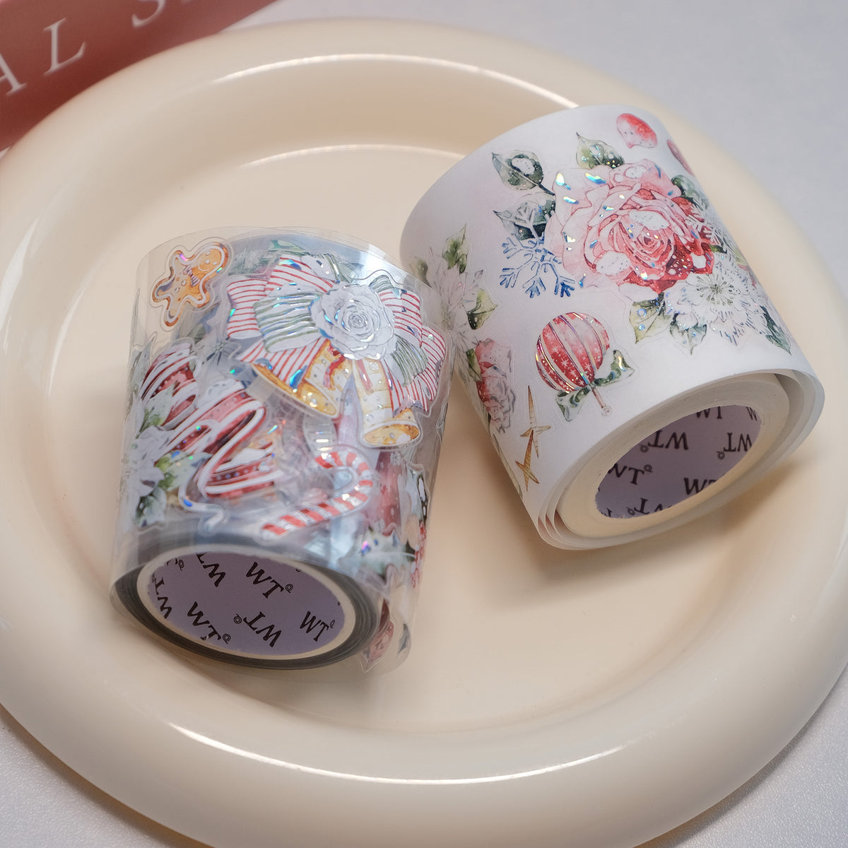 Pre-cut Holly Bloom Wide Washi/PET Tape (Seashell Gilded)